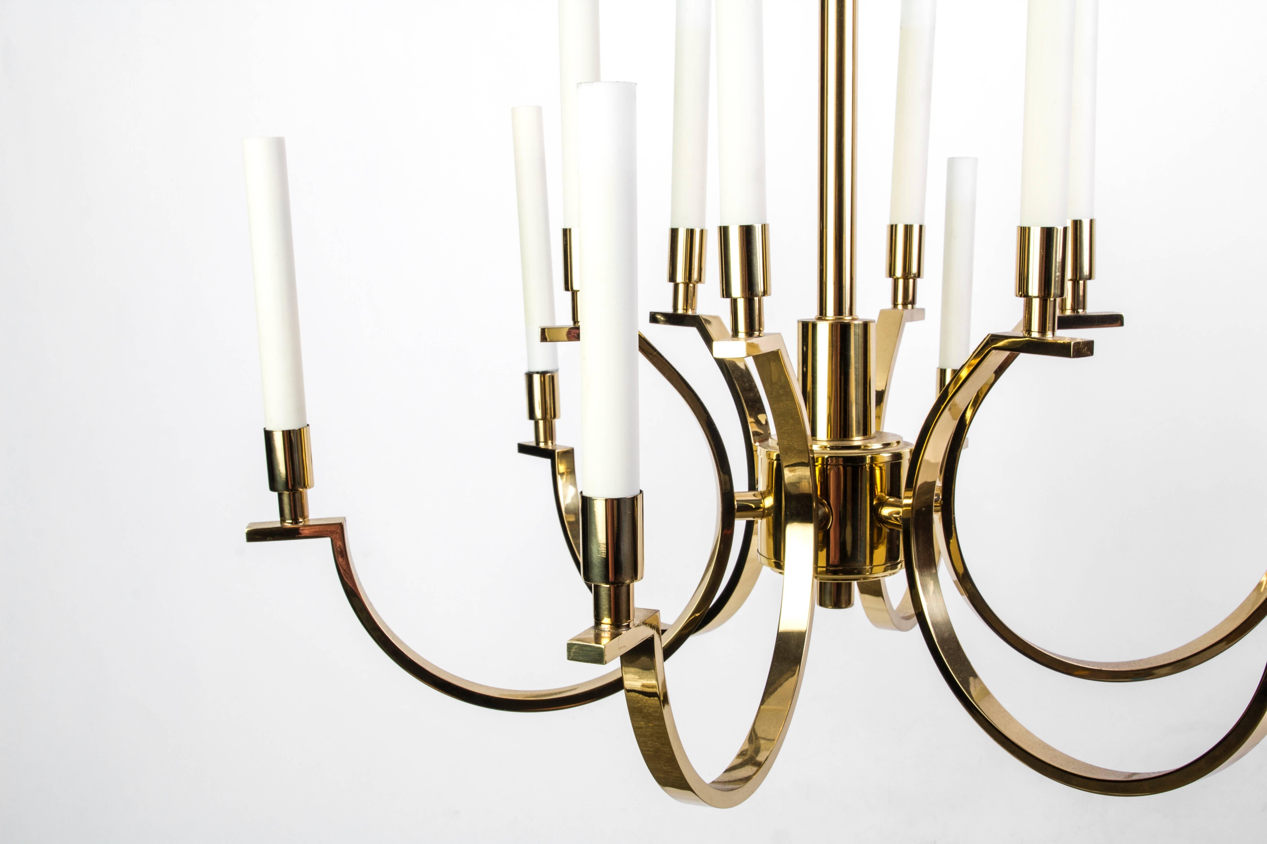 Exquisite Mid-Century Modernist Candelabra Chandelier by Frederick Cooper In Good Condition For Sale In Kingston, NY