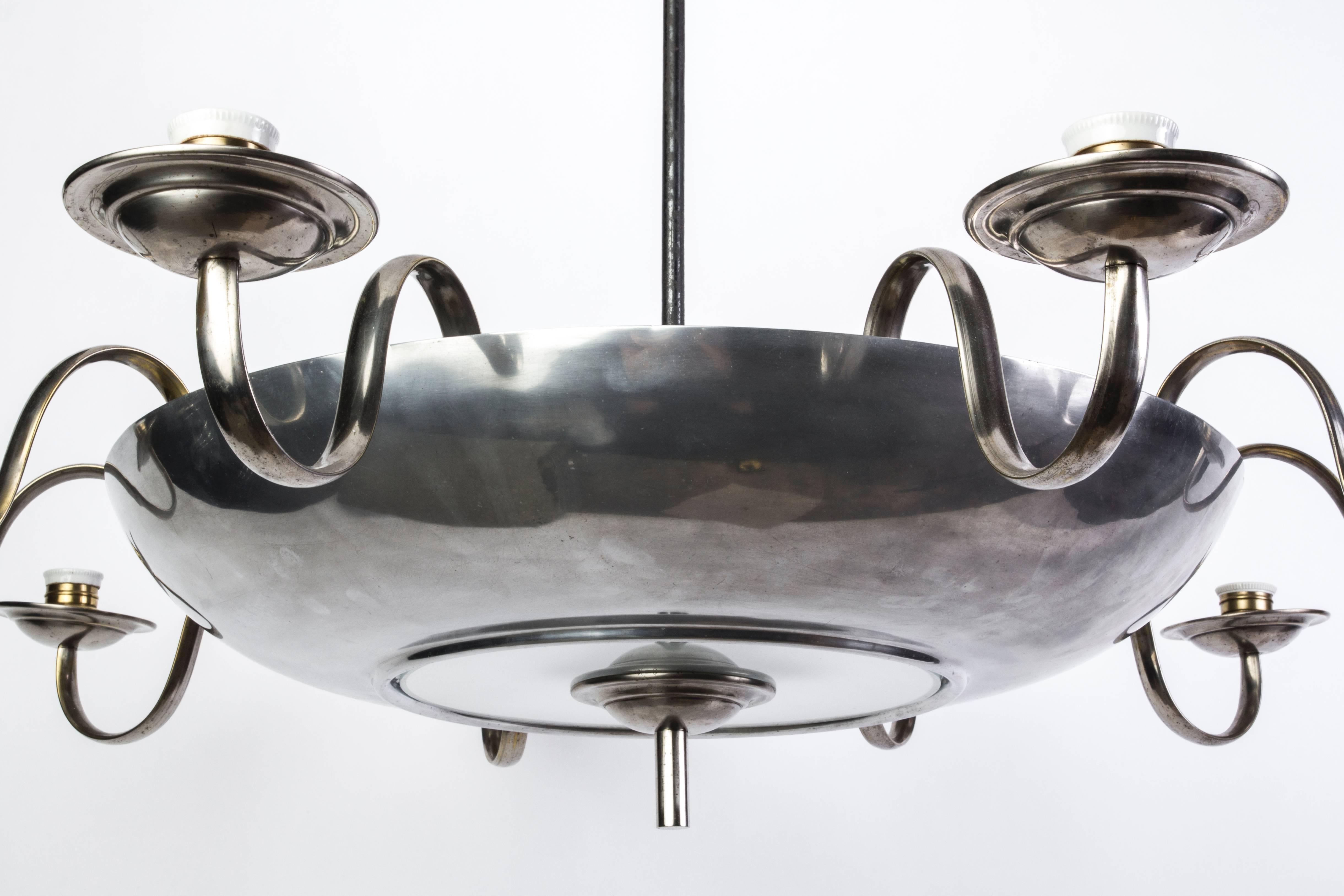 Aluminum Wonderful Art Deco Chandelier by Bauhaus For Sale