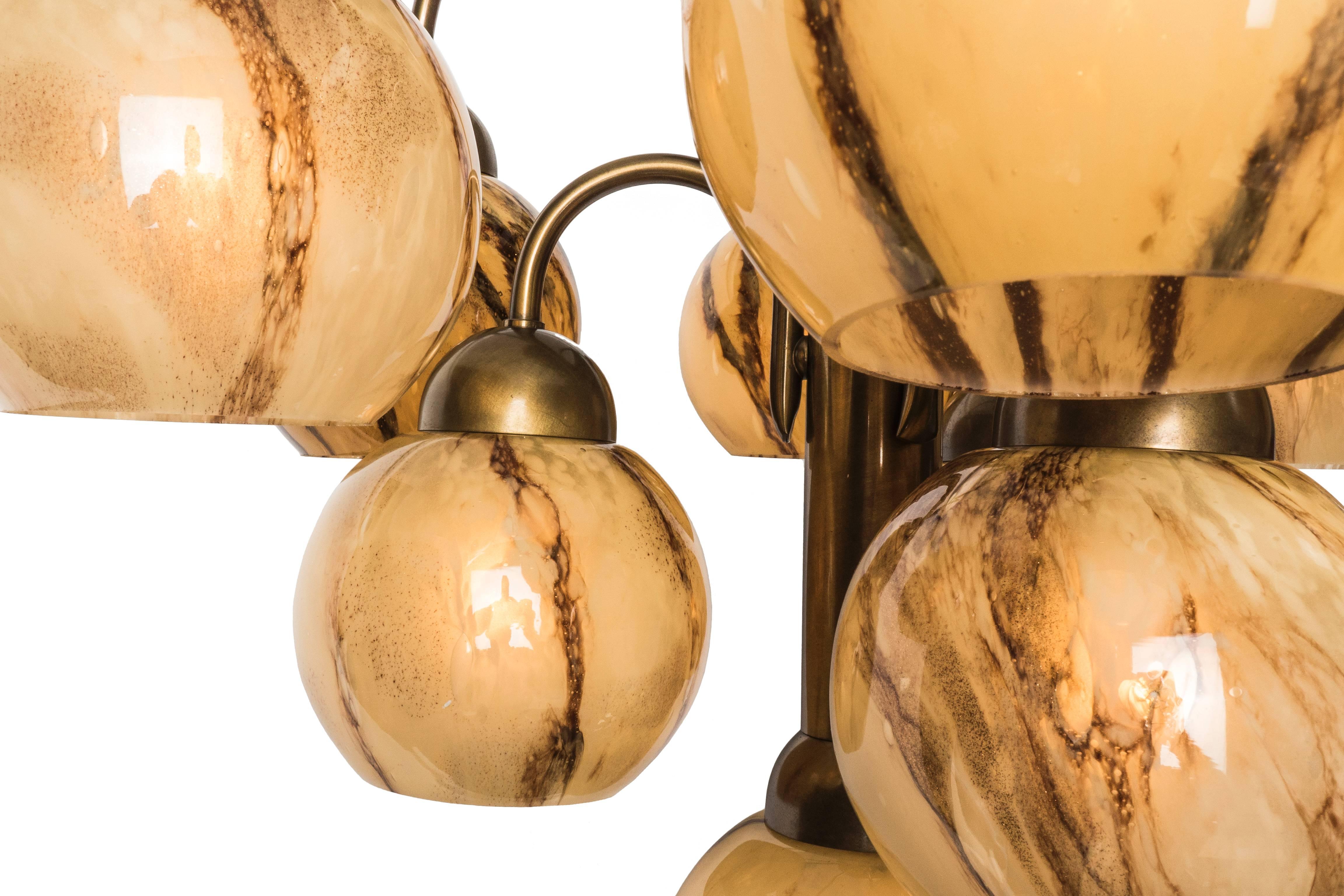 Brass Beautiful Art Deco Murano Globes Chandelier