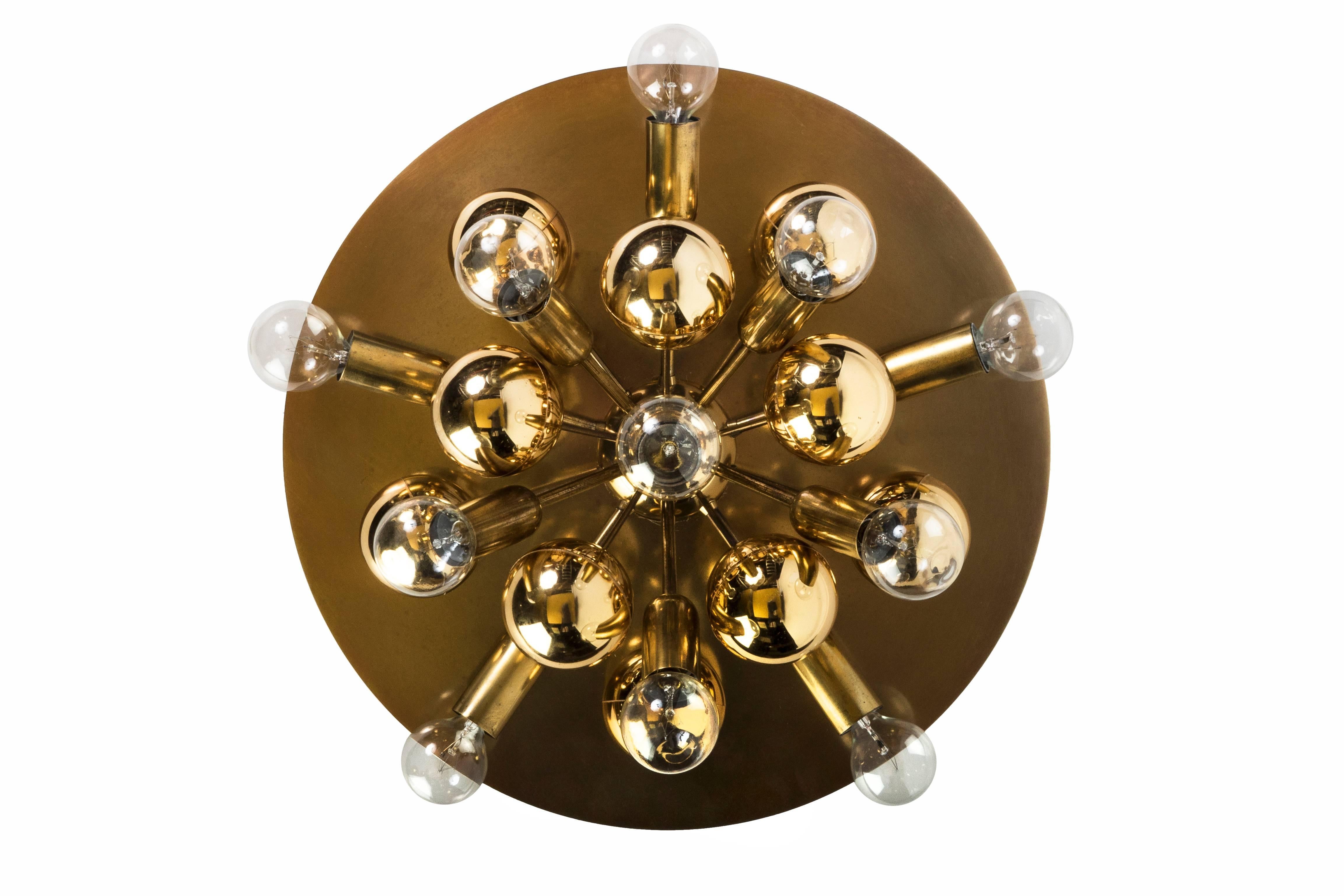Exquisite Mid-Century German Sputnik Flush Mount or Sconce In Good Condition In Kingston, NY