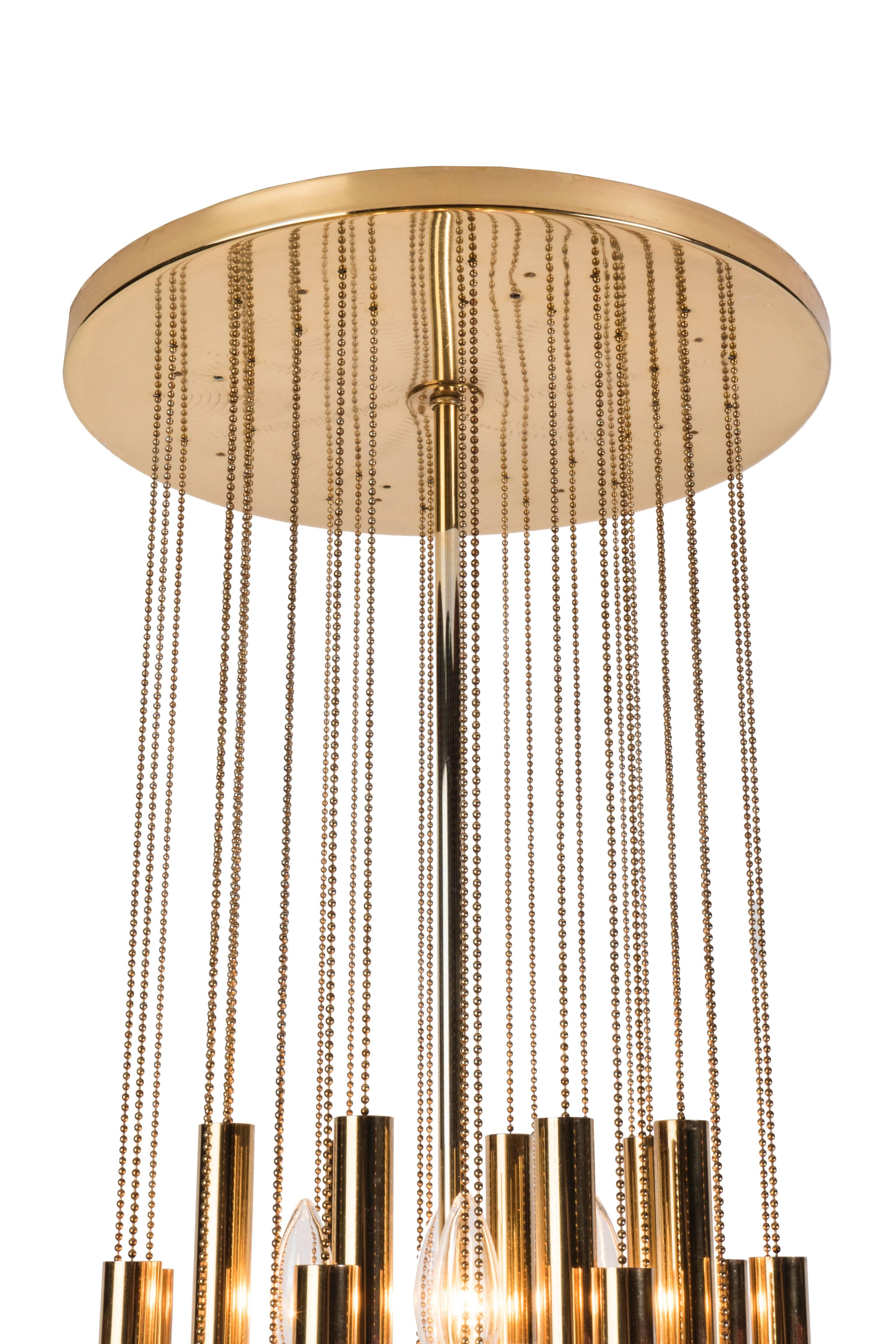 Mid-20th Century Stunning Ernst Palme Swarovski Crystal and Gilt Brass Chandelier For Sale