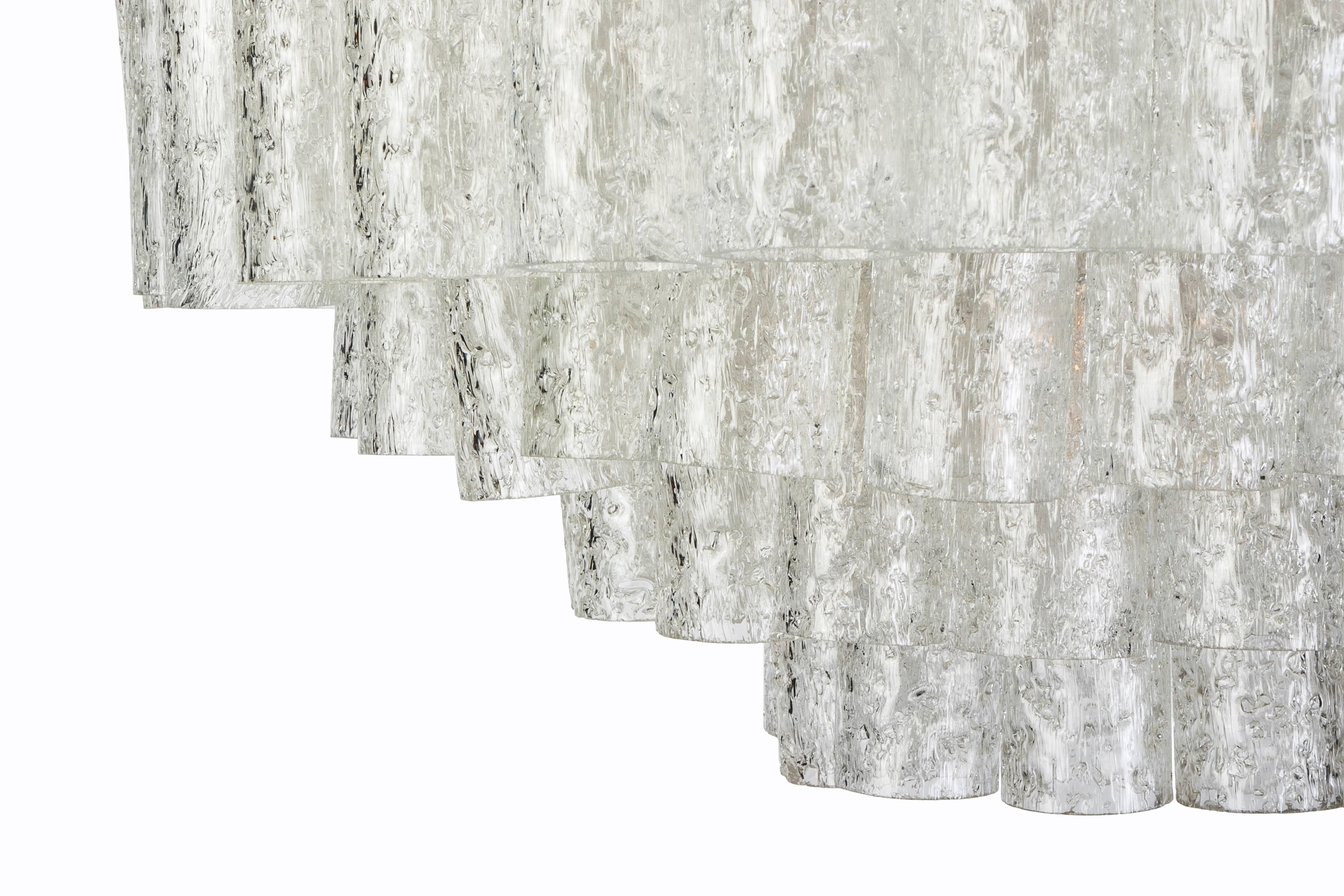 Mid-20th Century Exceptional German Multi-Tiered Glass Tube Chandelier by Doria For Sale