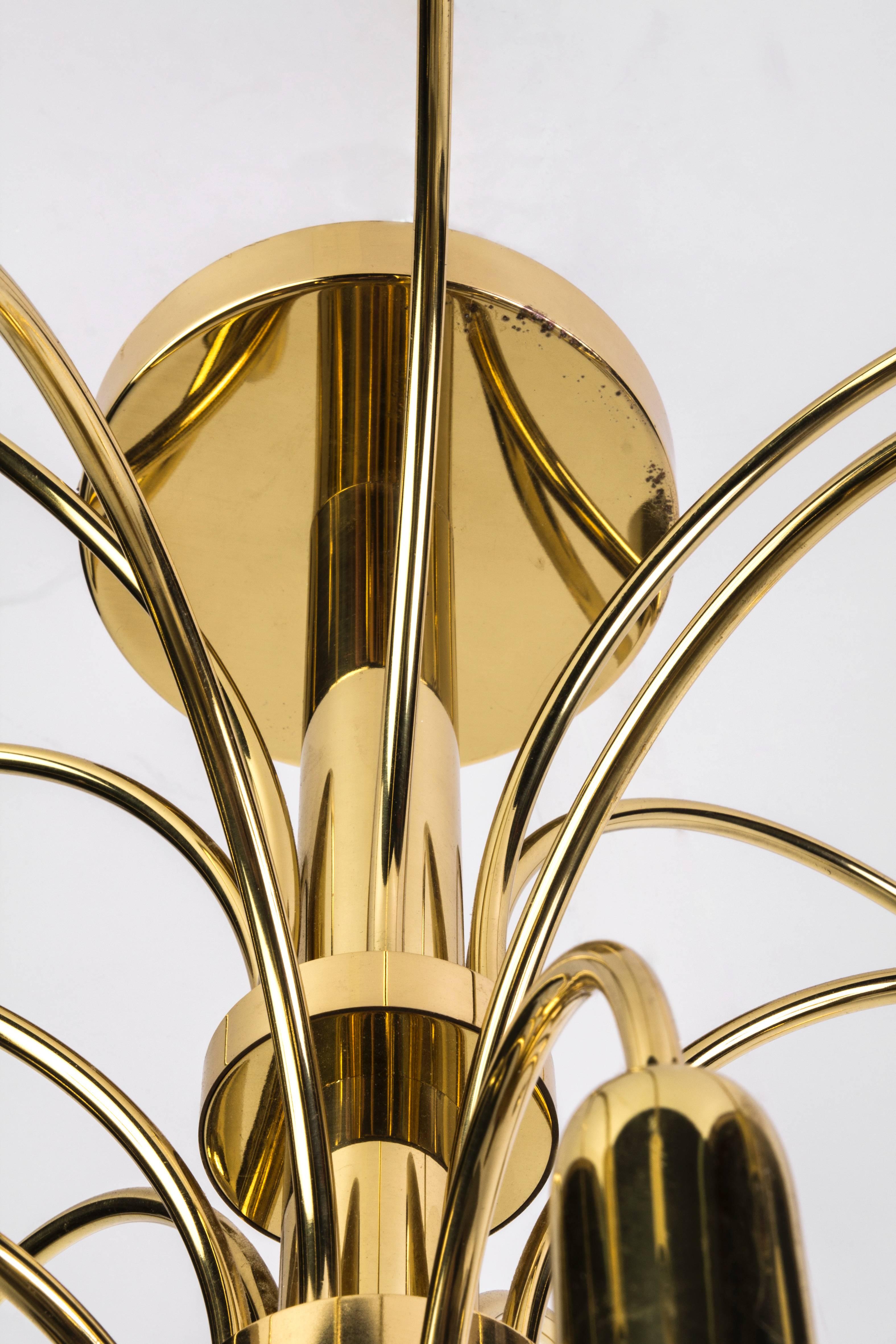 Brass Luxe Italian Cascade Chandelier For Sale