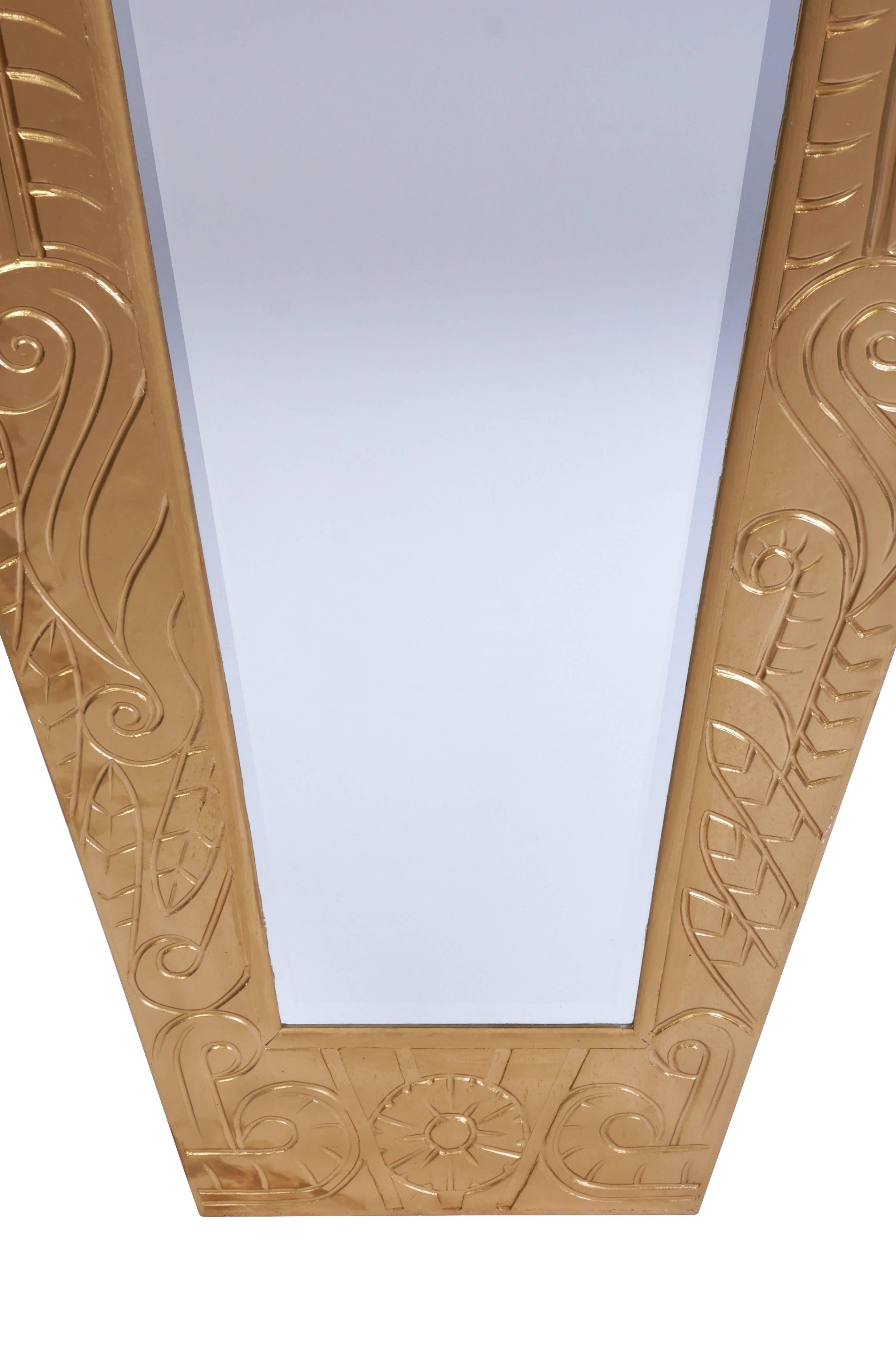 Monumental Art Deco Gilded Mirror In Good Condition In Kingston, NY