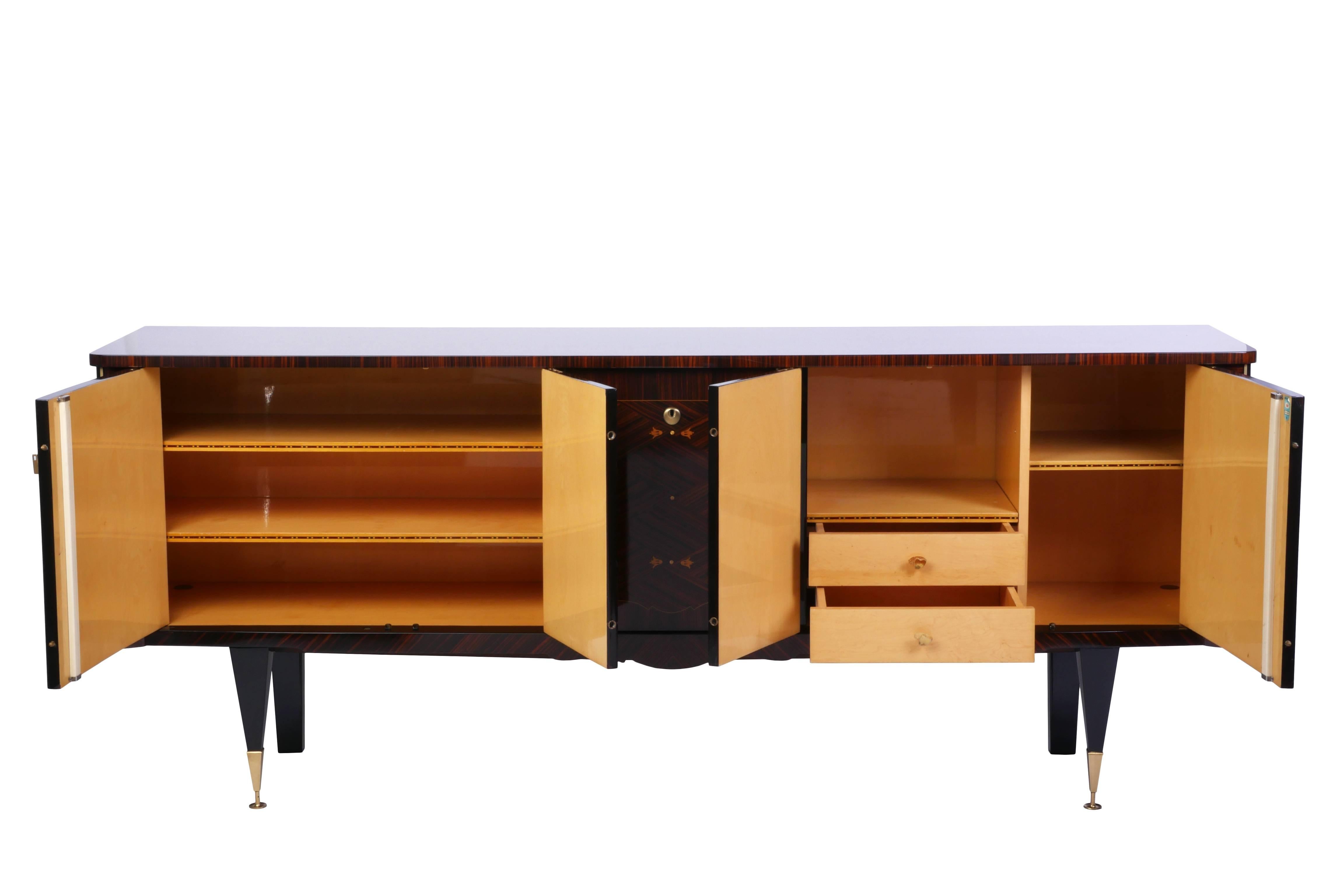 Inlay Chic French Art Deco Buffet or Sideboard in Macassar Ebony