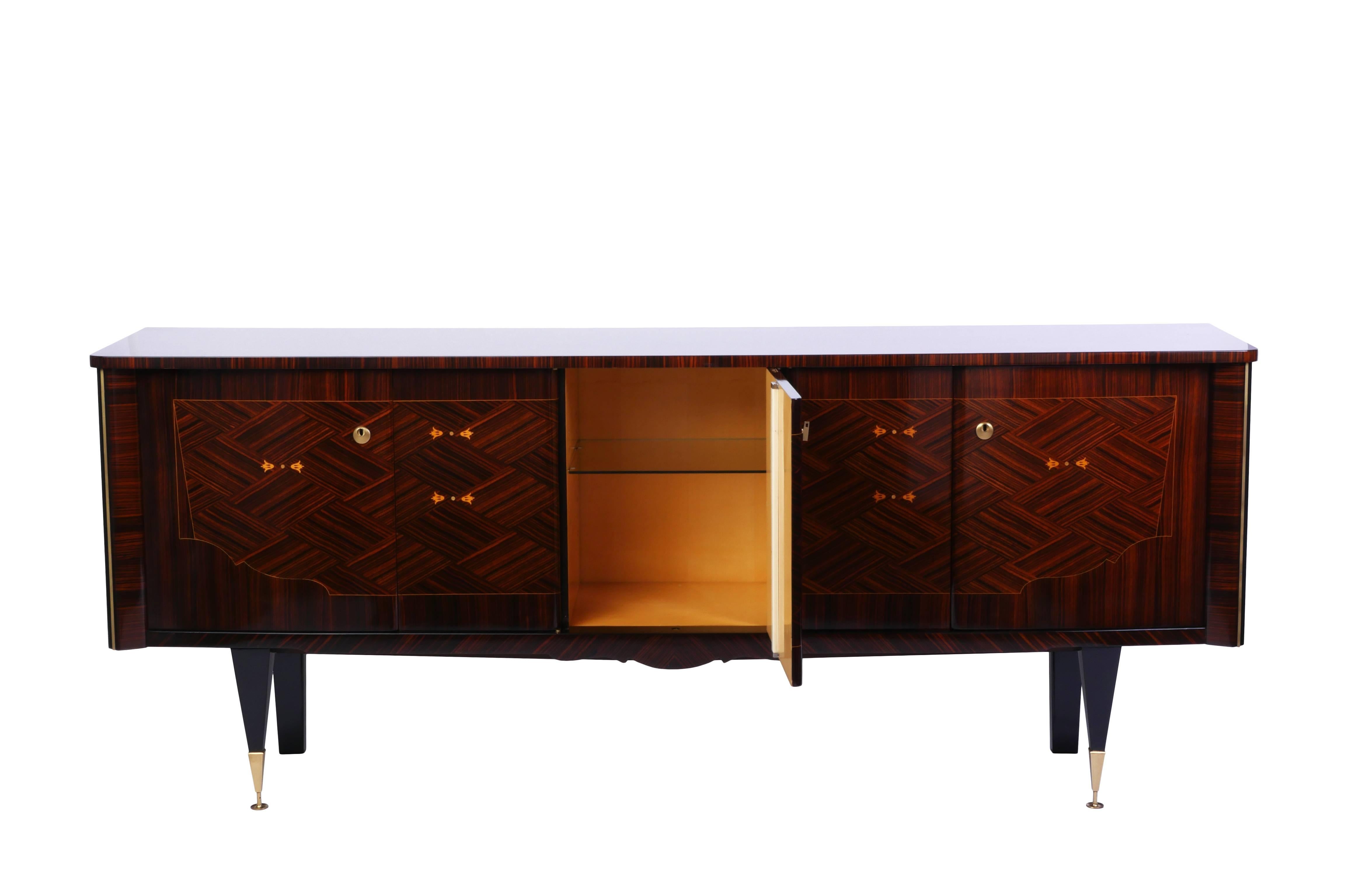 Mid-20th Century Chic French Art Deco Buffet or Sideboard in Macassar Ebony