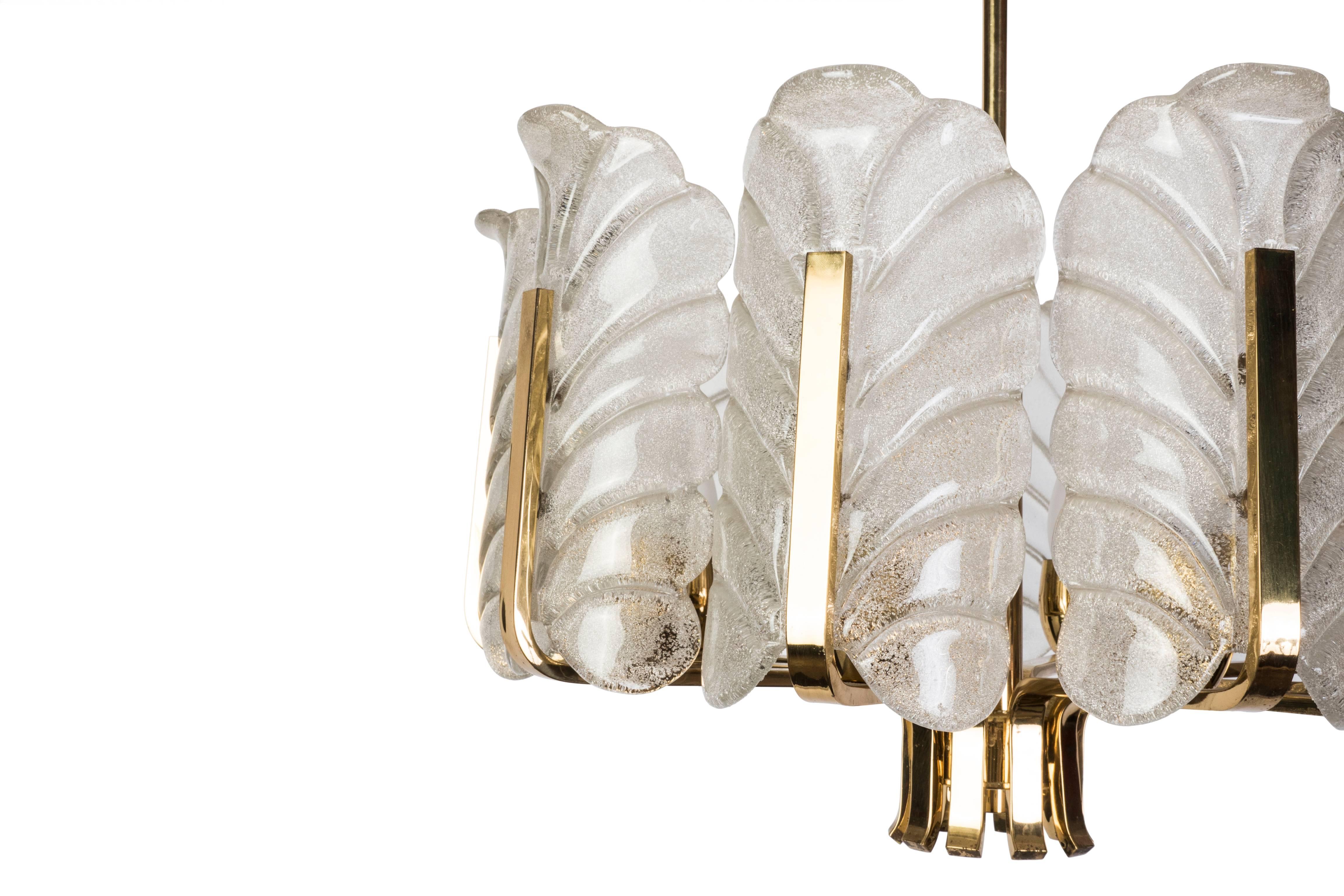 Frosted Exquisite Mid-Century Modernist Chandelier by Carl Fagerlund for Orrefors