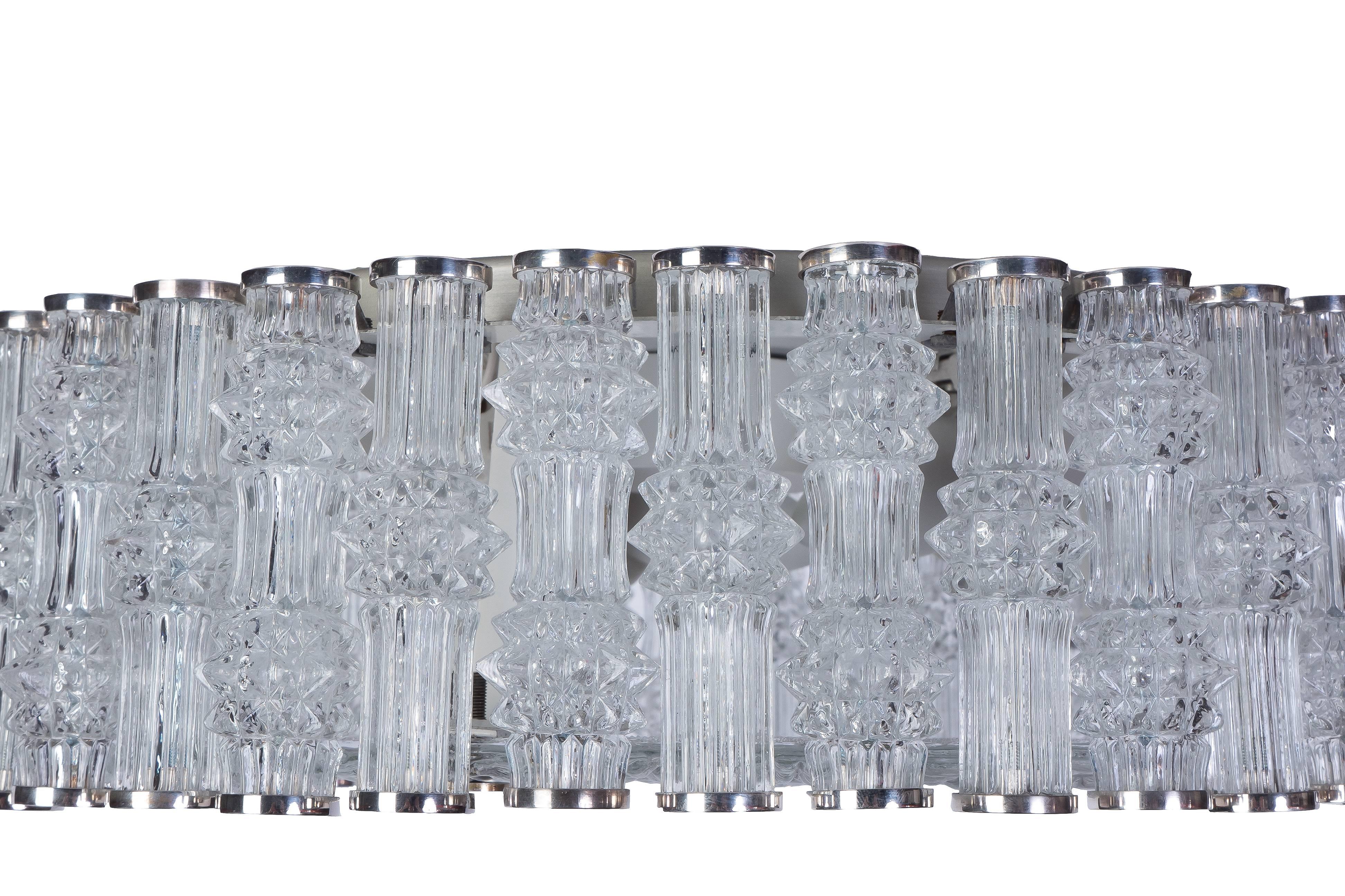 Molded Chic Grand Kaiser Primat Ice Textured Crystal Plafoniere / Flush Mount For Sale