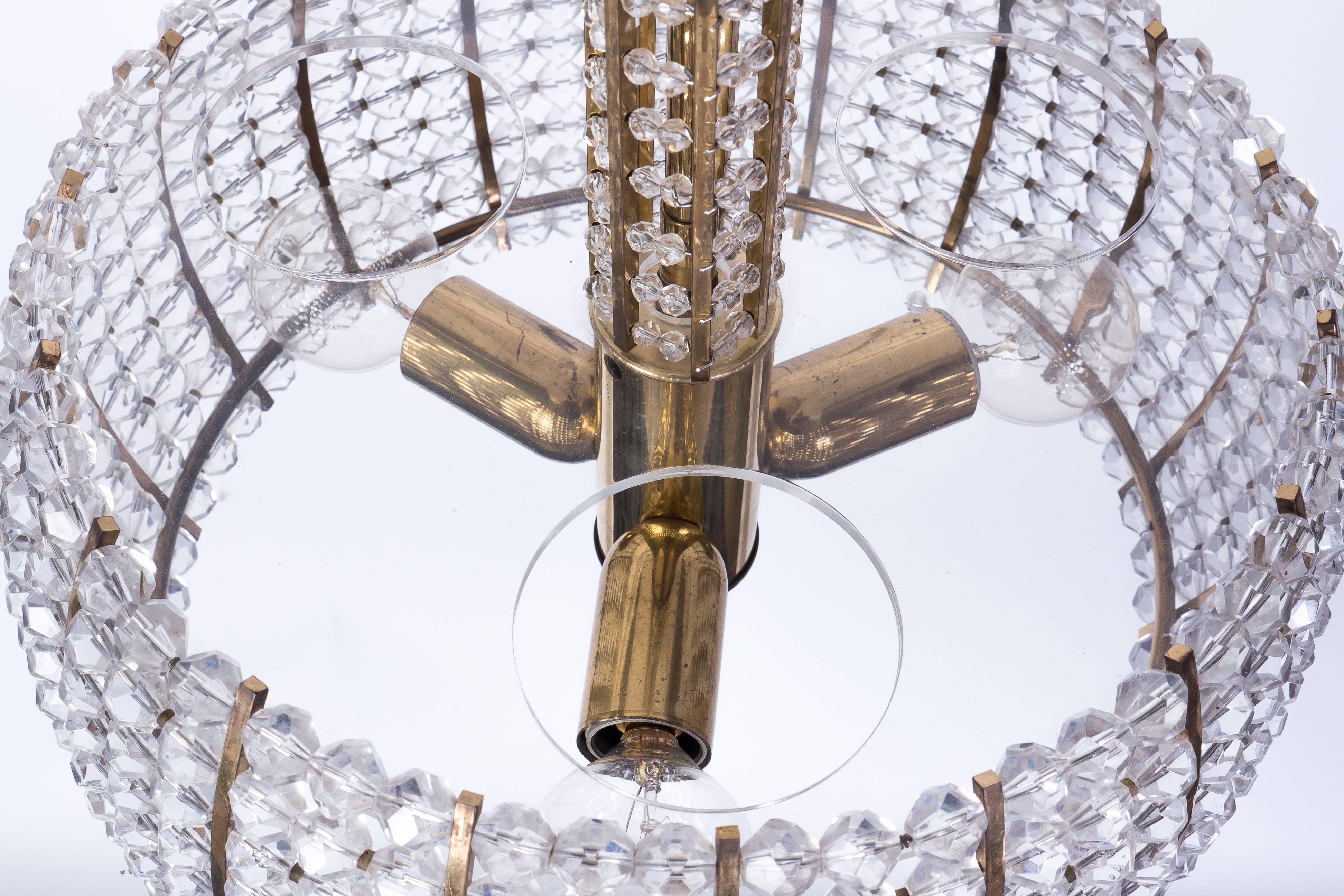 Brass Sensational Mid-Century Modernist Chandelier by Emil Stejnar for Rupert Nikoll For Sale
