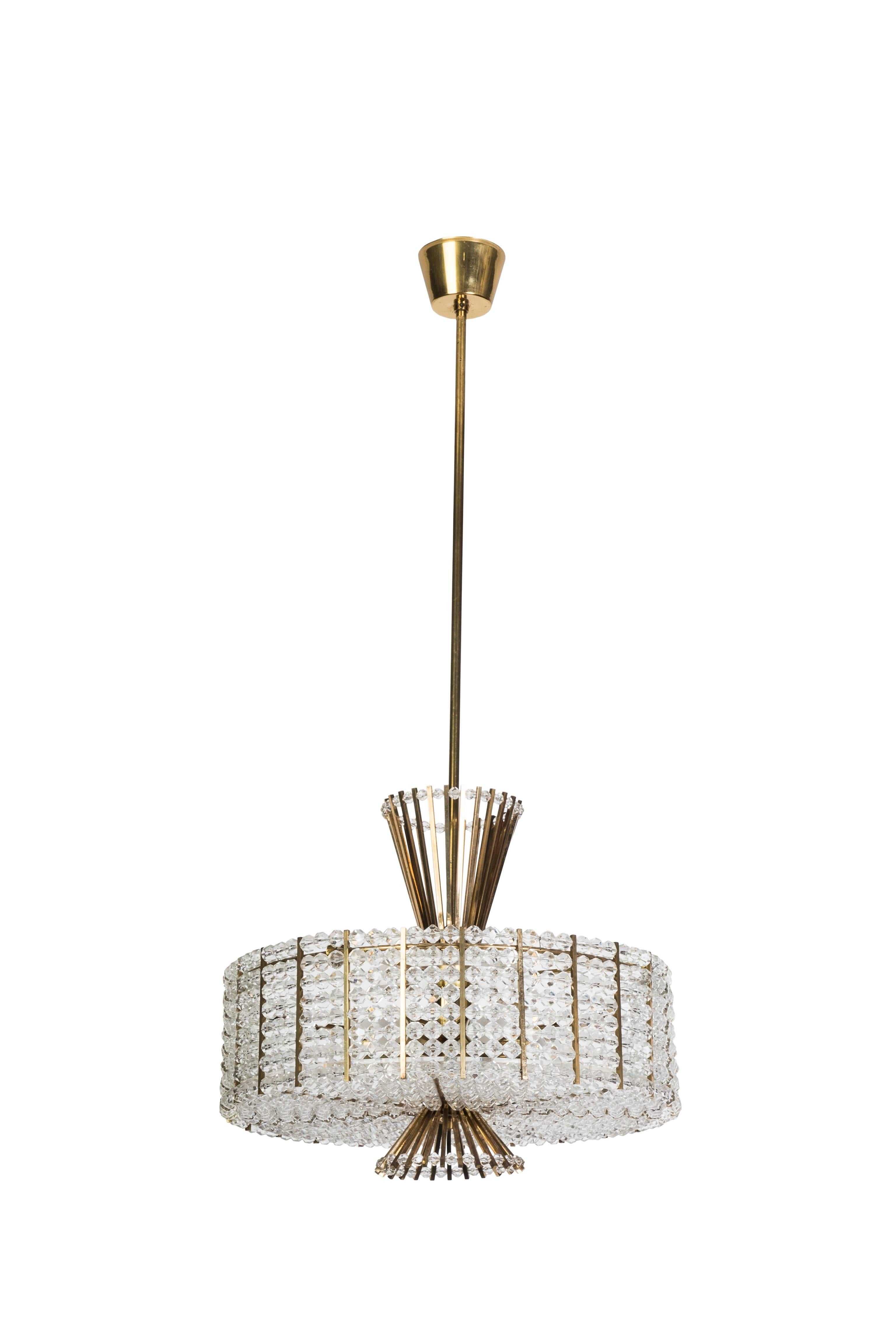 Austrian Sensational Mid-Century Modernist Chandelier by Emil Stejnar for Rupert Nikoll For Sale