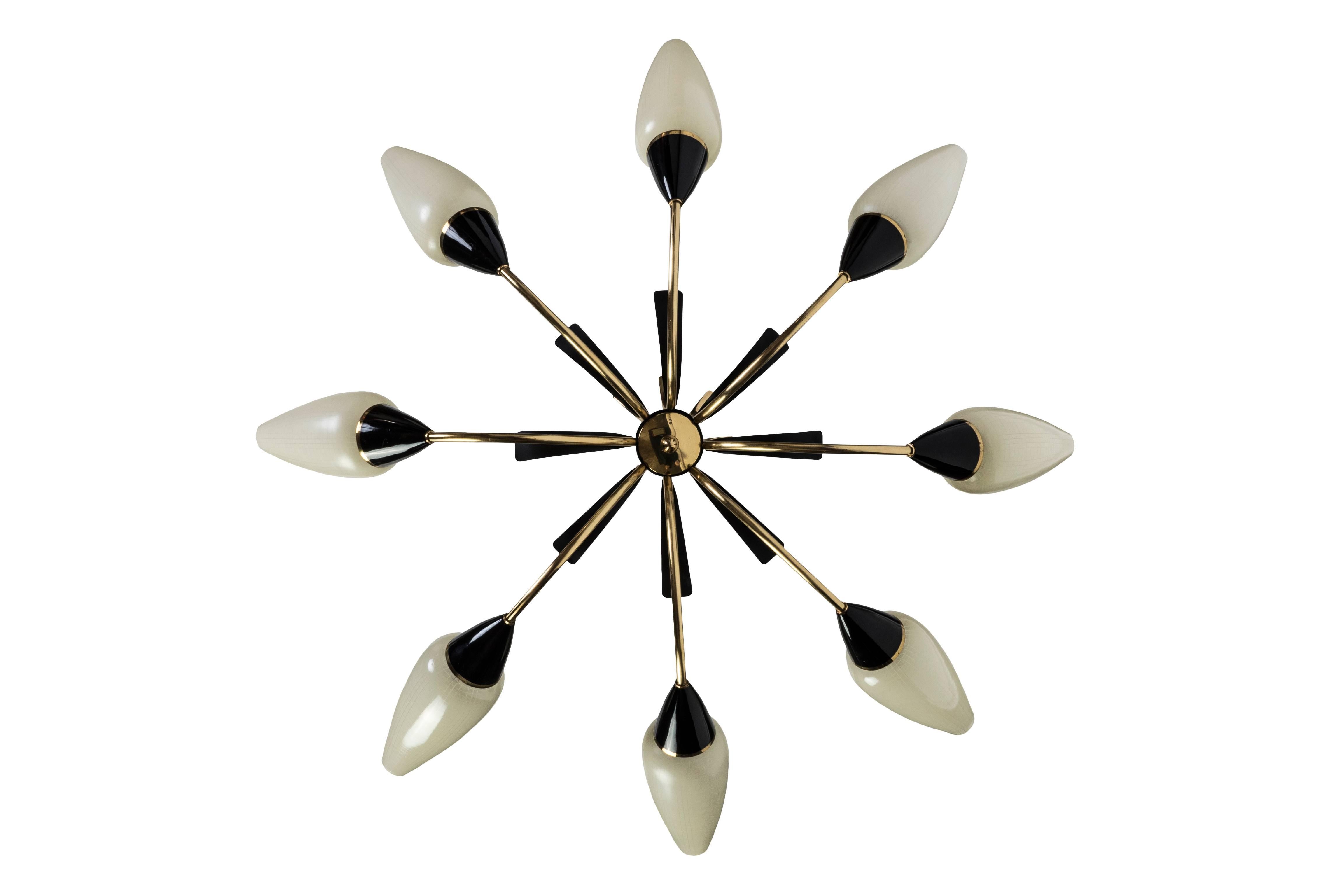 Brass Mid-Century Modernist Blossom Form Sputnik Chandelier by Stilnovo