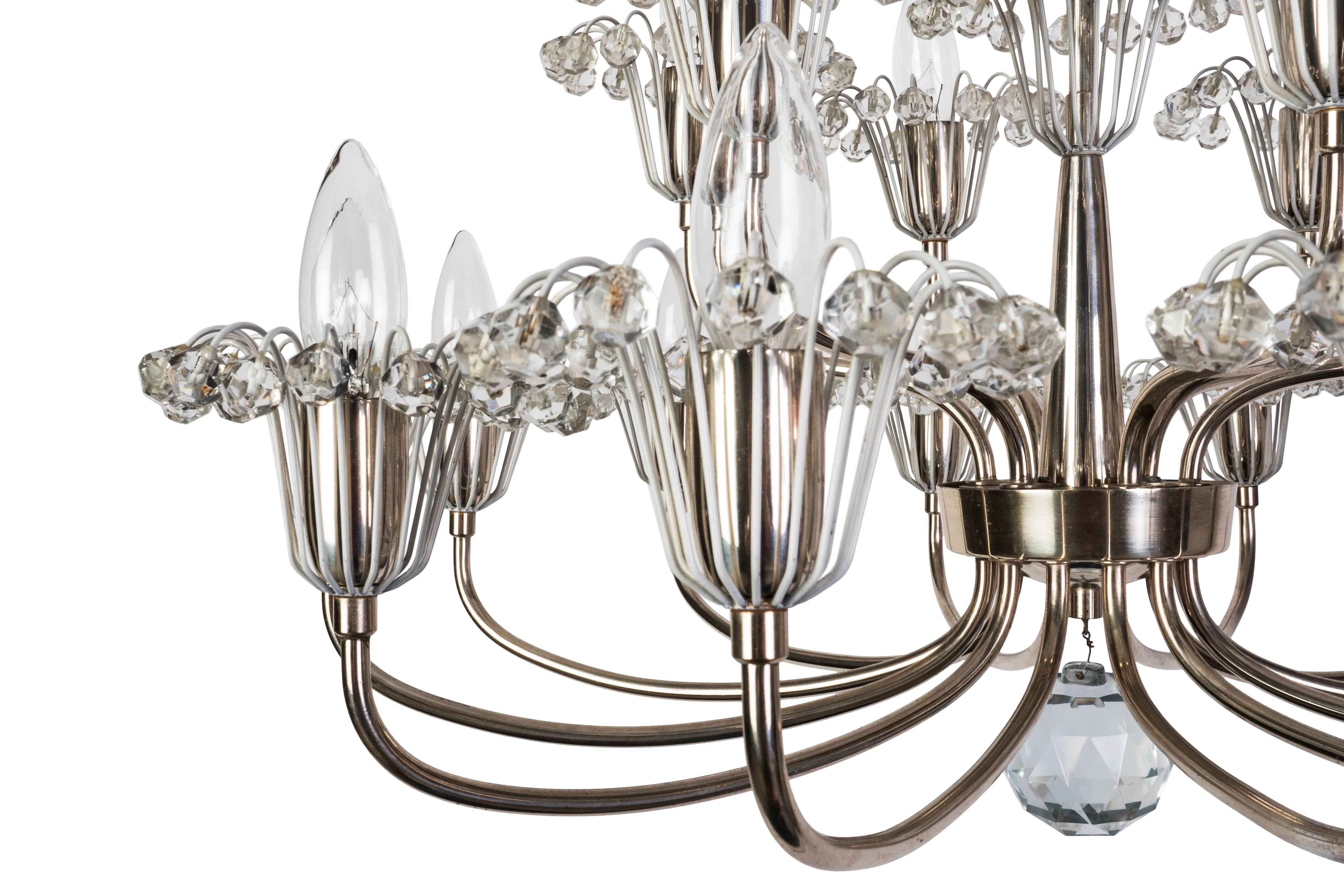 Silvered Grand Fountain Chandelier by Emil Stejnar For Sale
