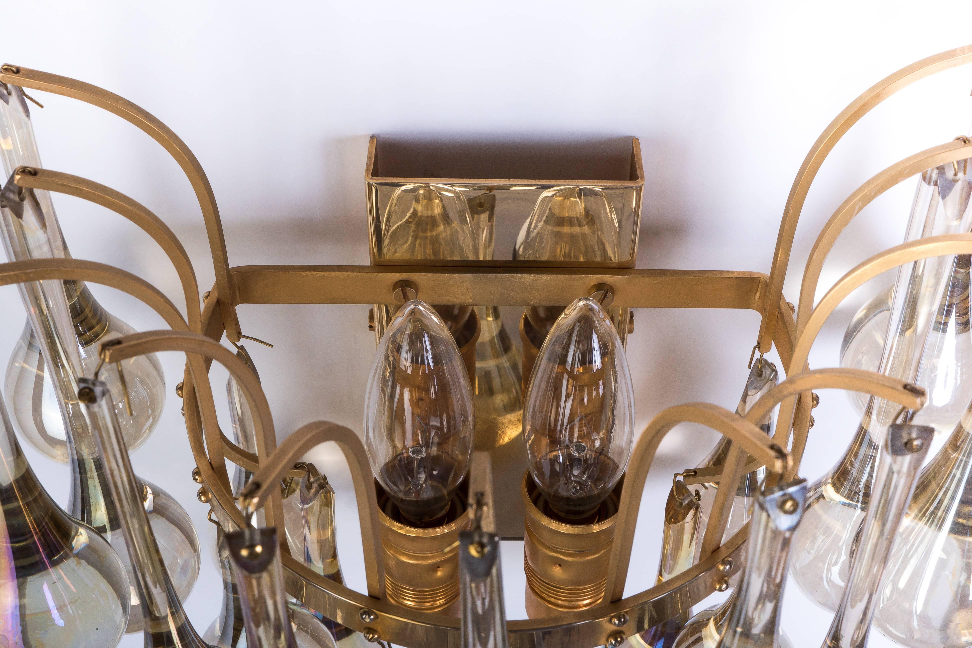 Late 20th Century Exceptional Mid-Century Crystal Pair of Sconces by Christoph Palme