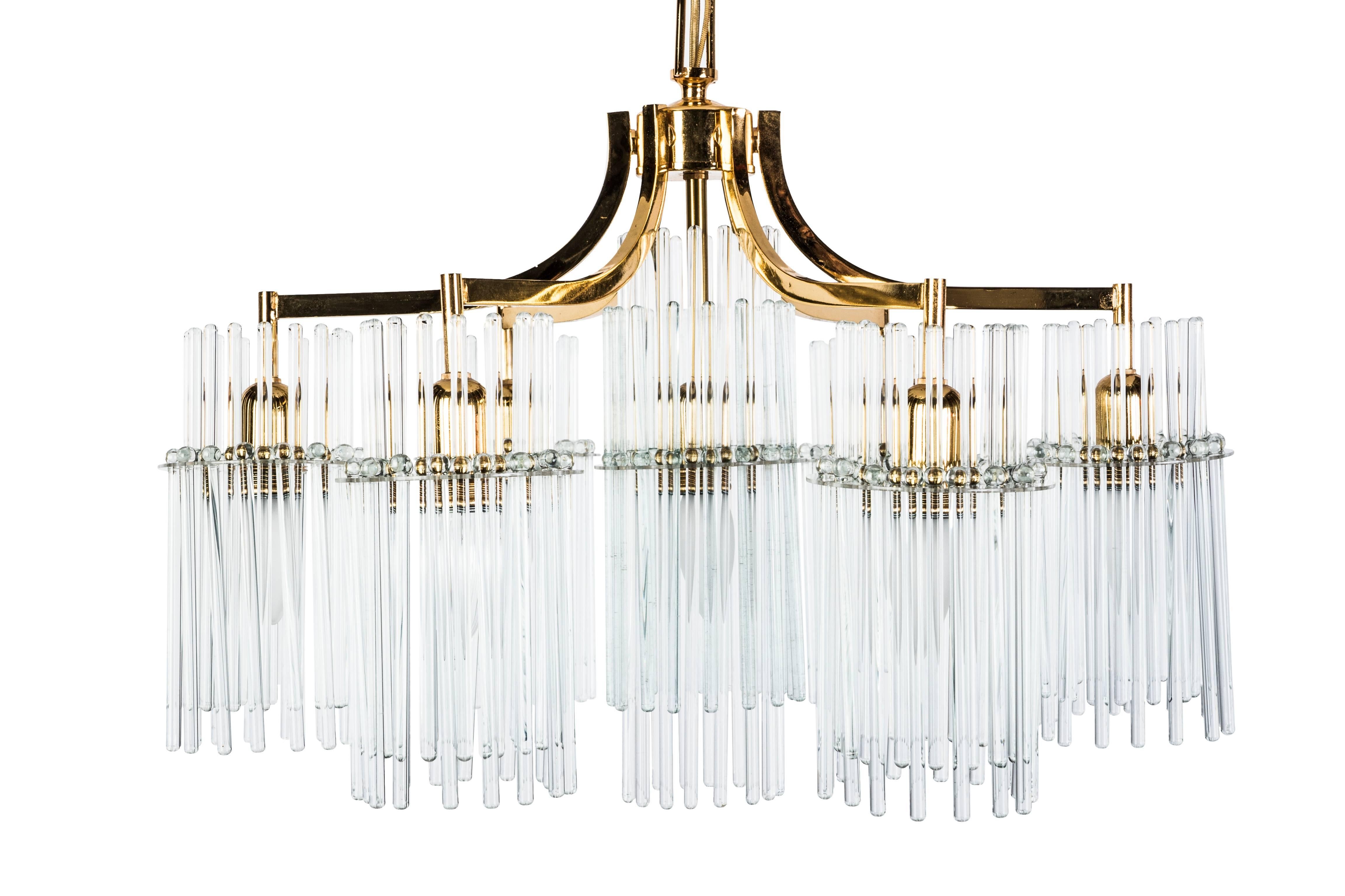 Hollywood Regency Exceptional Crystal Chandelier Pendant by Palwa