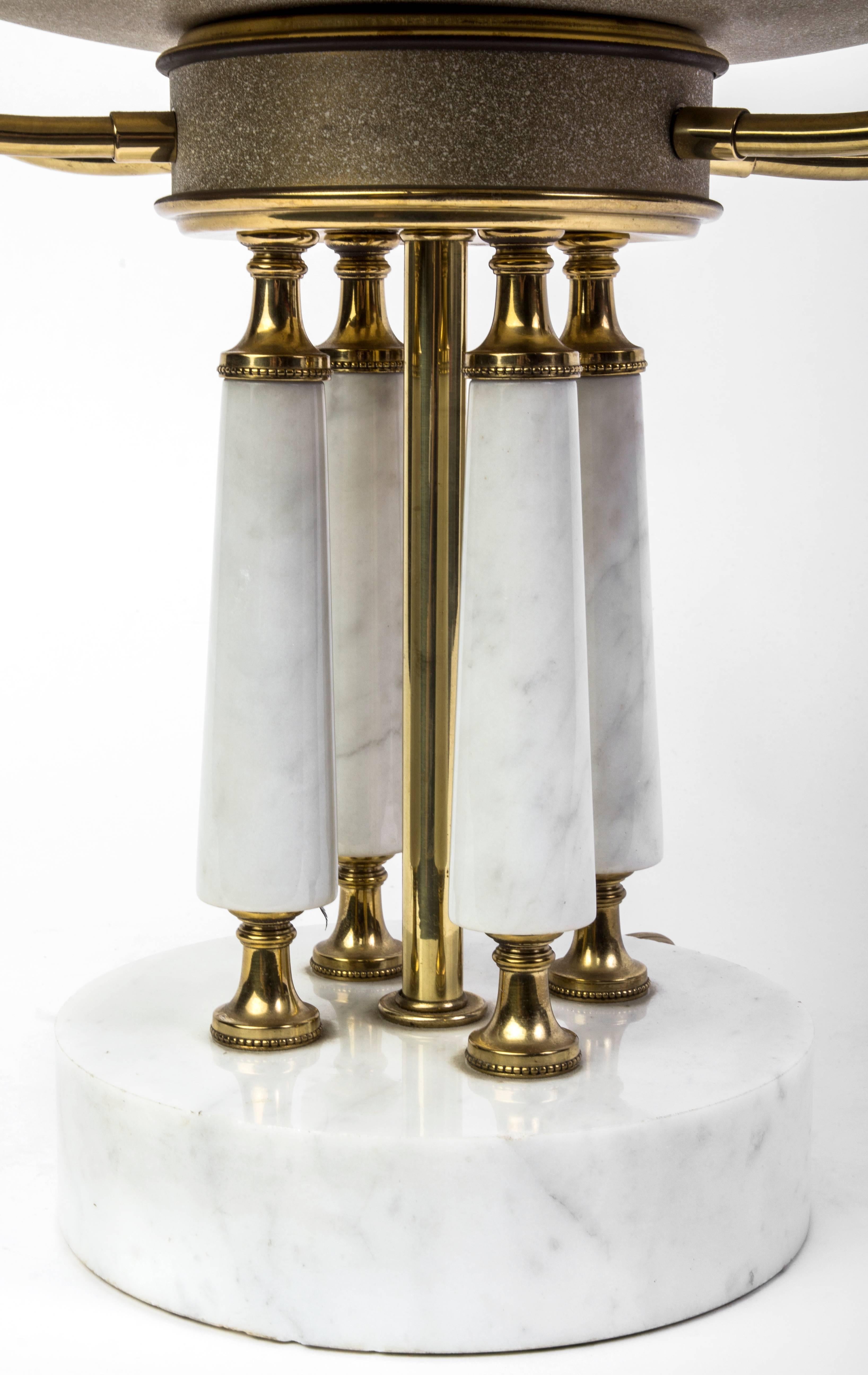 Late 20th Century Brass Hardware and Marble Base Table Lamp by Tommi Parzinger For Sale