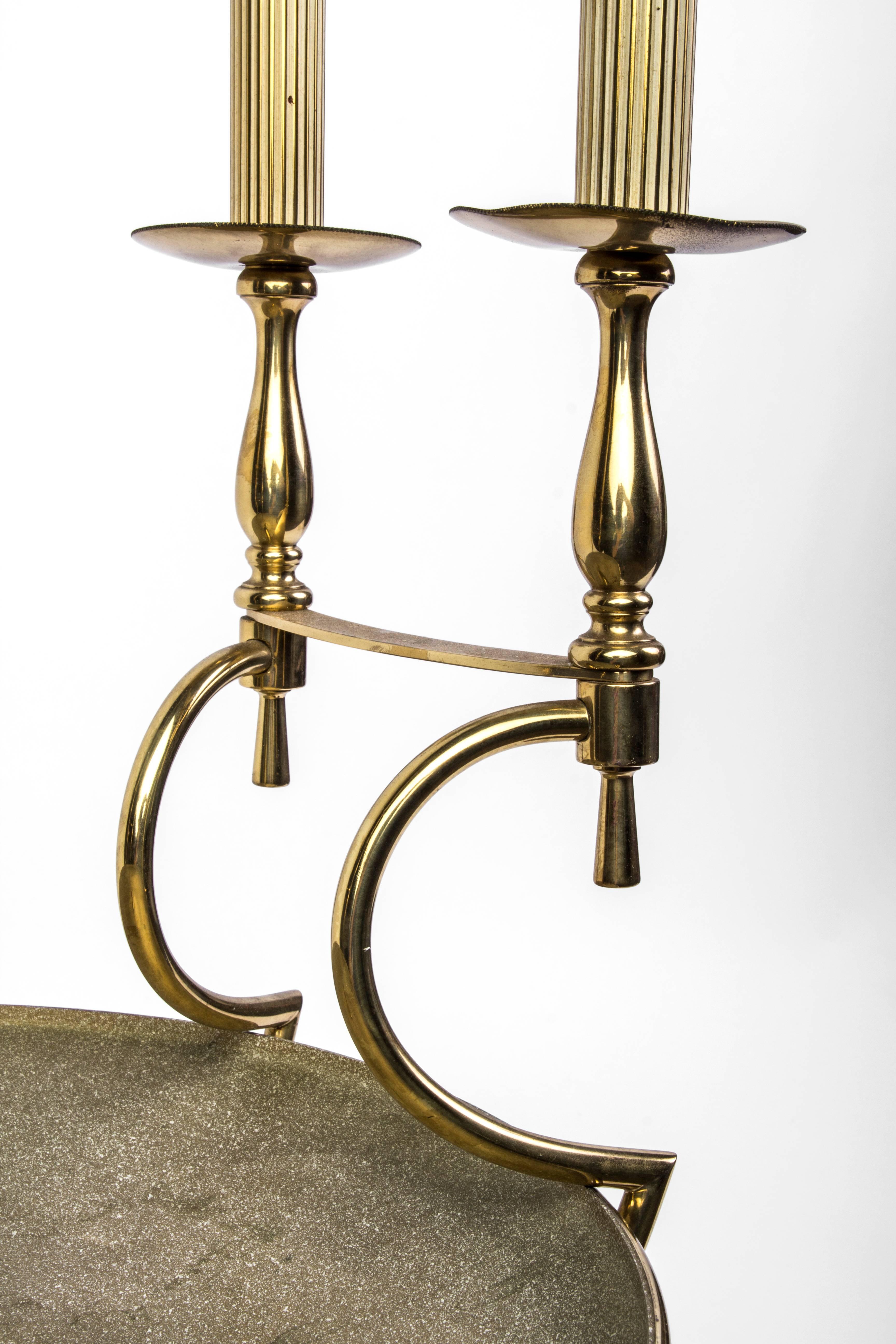 Brass Hardware and Marble Base Table Lamp by Tommi Parzinger In Good Condition For Sale In Kingston, NY