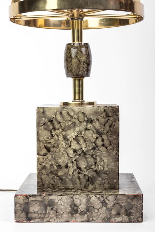 Brass Hardware and Faux Marble Base Table Lamp in the Style of