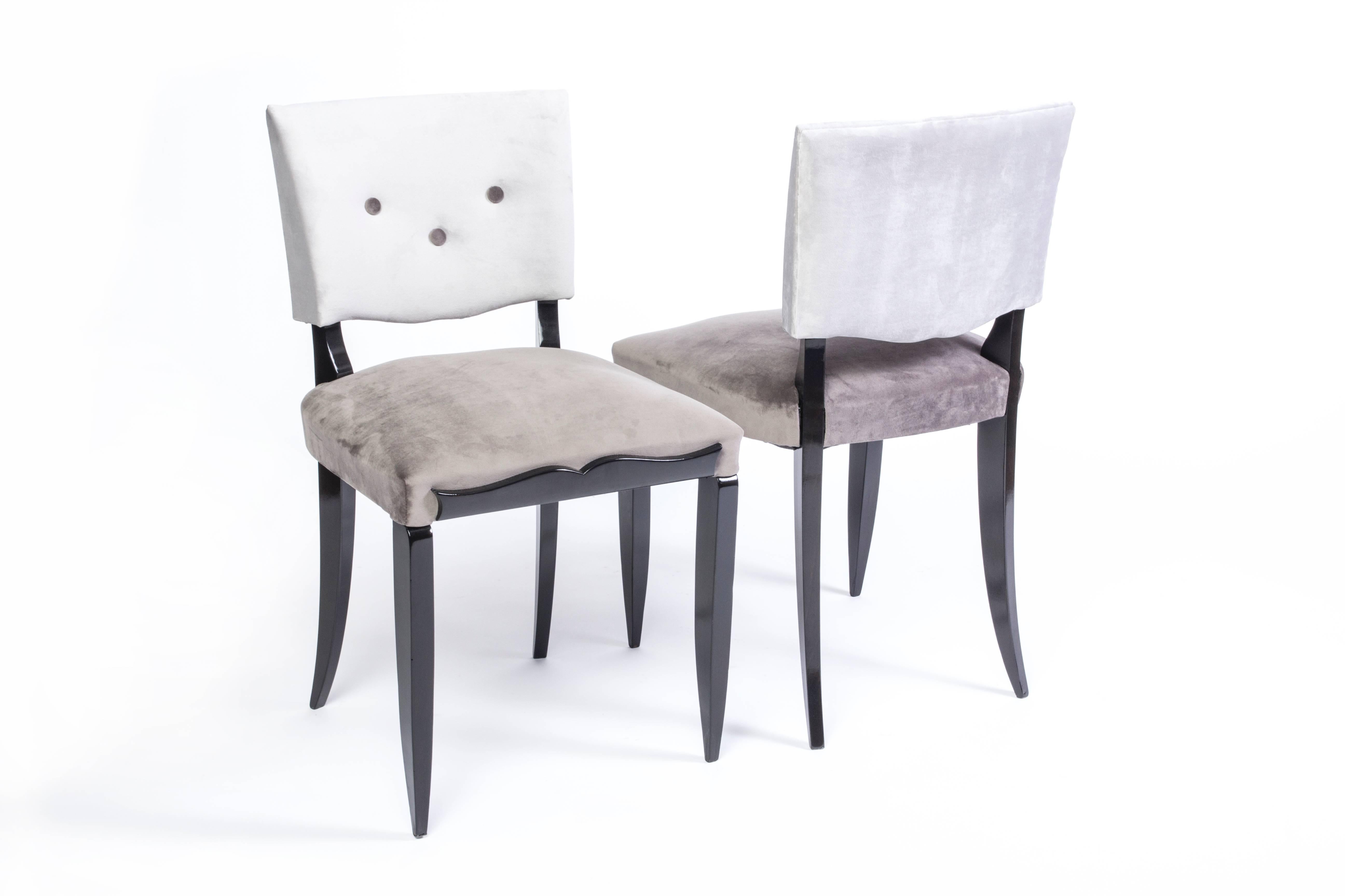 Art déco Ensemble chic de six petites chaises de salle à manger Art Déco en vente