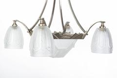 Exquisite 1920s Glass French Art Deco Chandelier Signed "Des Hanots"