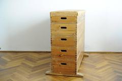 Vintage Mid-Century Leather Pommel Gym Bench High Board Bar Counter, 1950s-1960s