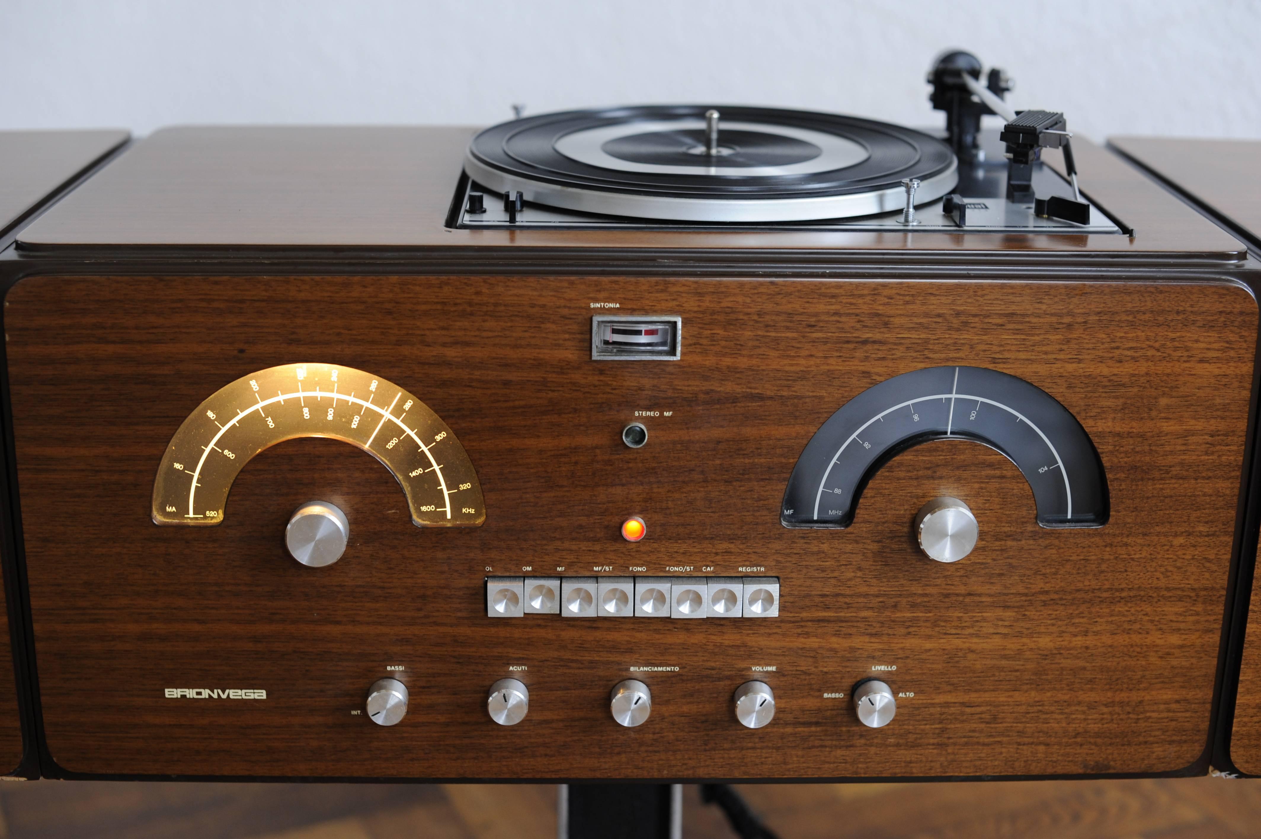 Metal Vintage Brionvega RR 126 FO ST Record Player Turntable Radio 1965 David Bowie