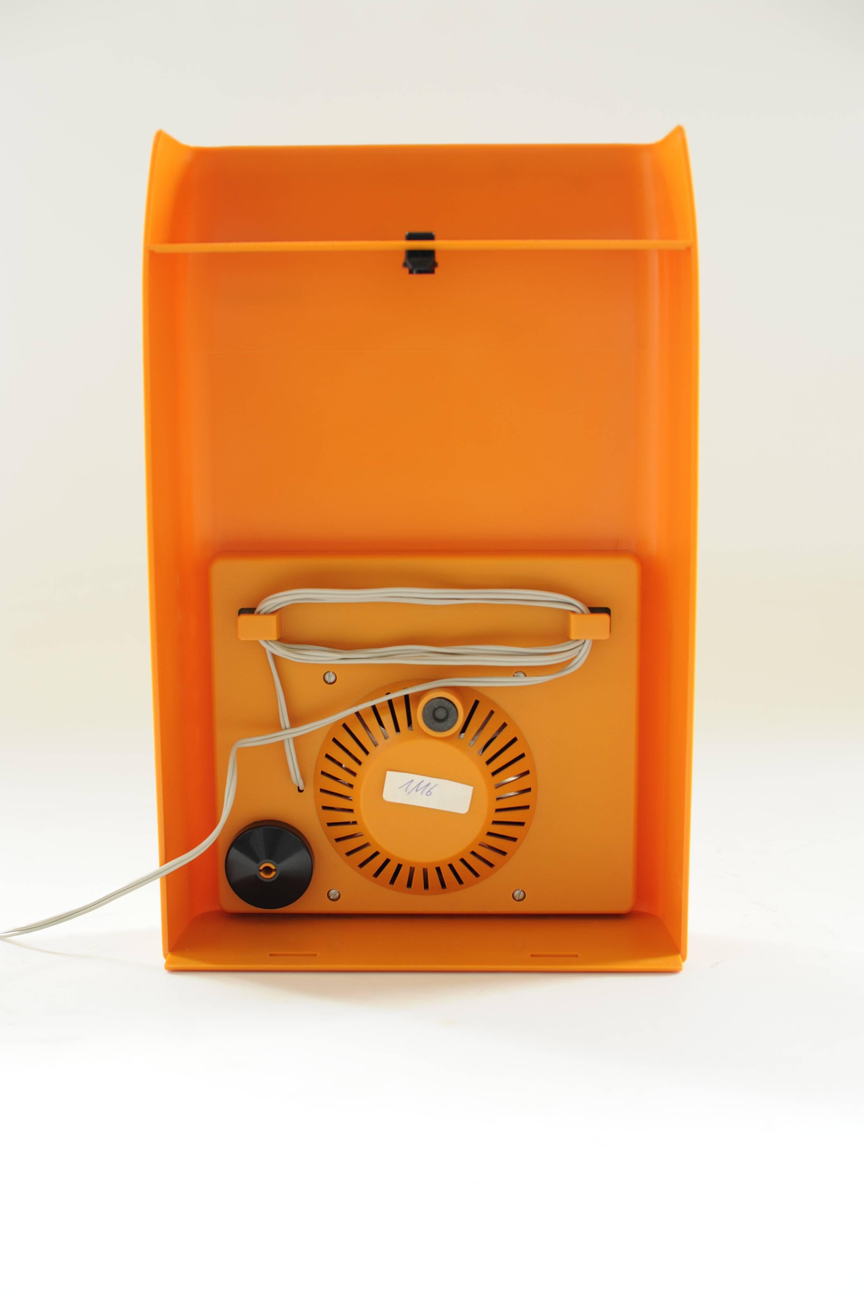 Plastic Vintage Serviced Philips 113 Orange Portable Record Player Design Turn Table