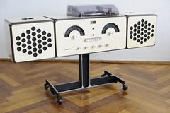 Vintage White Brionvega RR 126 Record Player Sideboard Radio, 1965 David Bowie