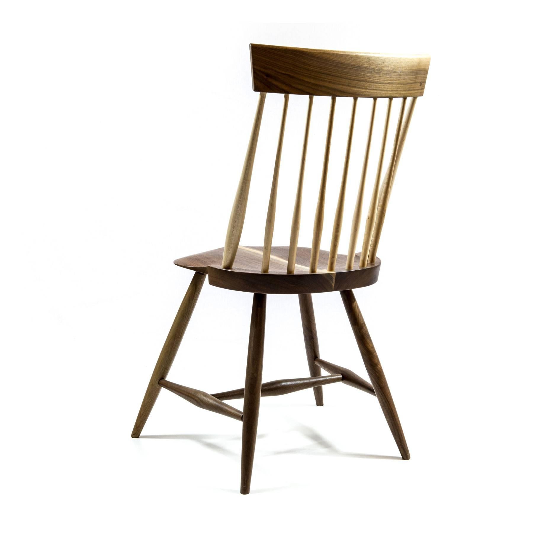 Contemporary Shimna Berkshire Side Chair in Walnut with Maple Details For Sale