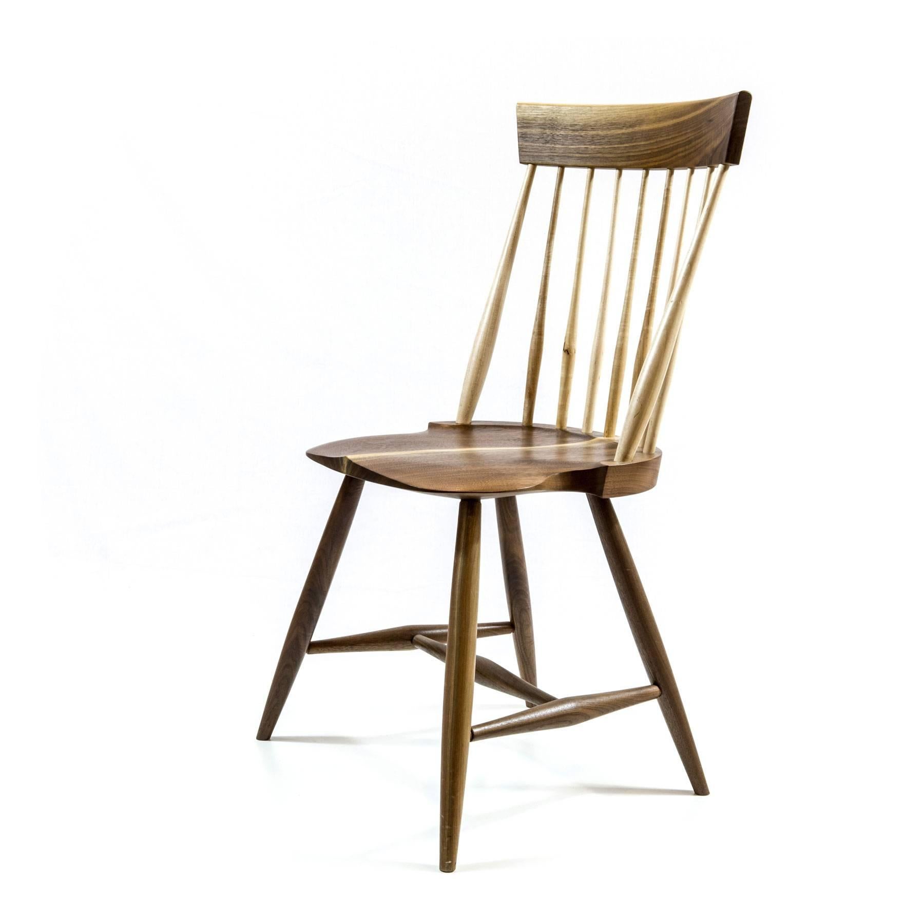 Shimna Berkshire Side Chair in Walnut with Maple Details In New Condition For Sale In Brooklyn, NY