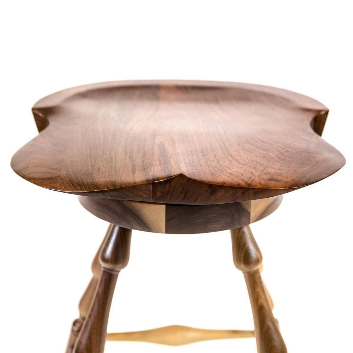 Turned Brubaker Swivel Stool in Walnut, Amish Made For Sale