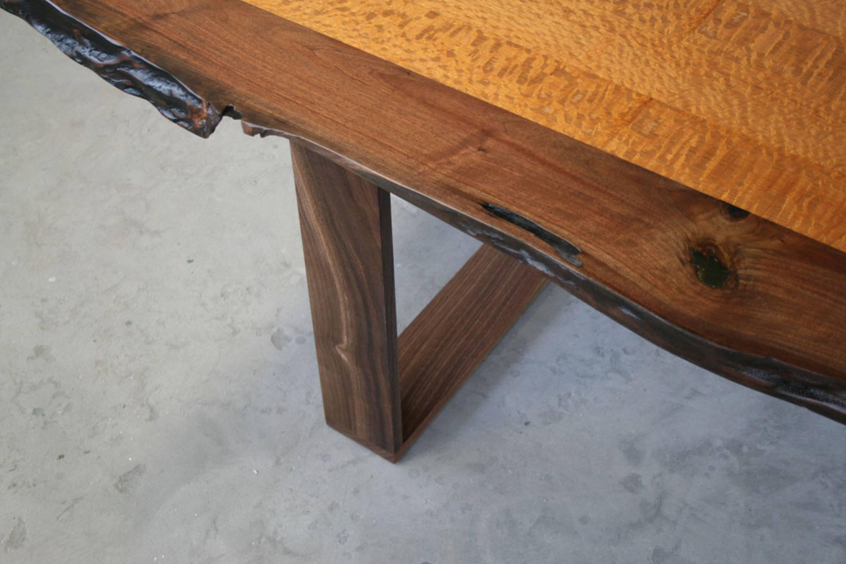 Sentient Black Walnut Live Edge Table with Lacewood Veneer For Sale at