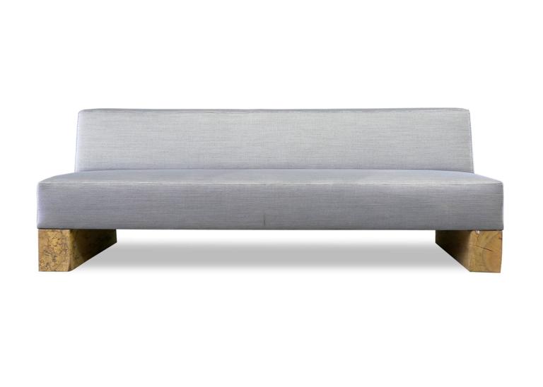 Shimna Armless Beam Sofa With Spalted Maple Legs For At 1stdibs A Short Armless Version Of The Beam Sofa Upholstered In Woven Steel Blue