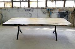 Sentient Signature Ambrosia Maple Live Edge Slab Table Steel Wishbone Legs