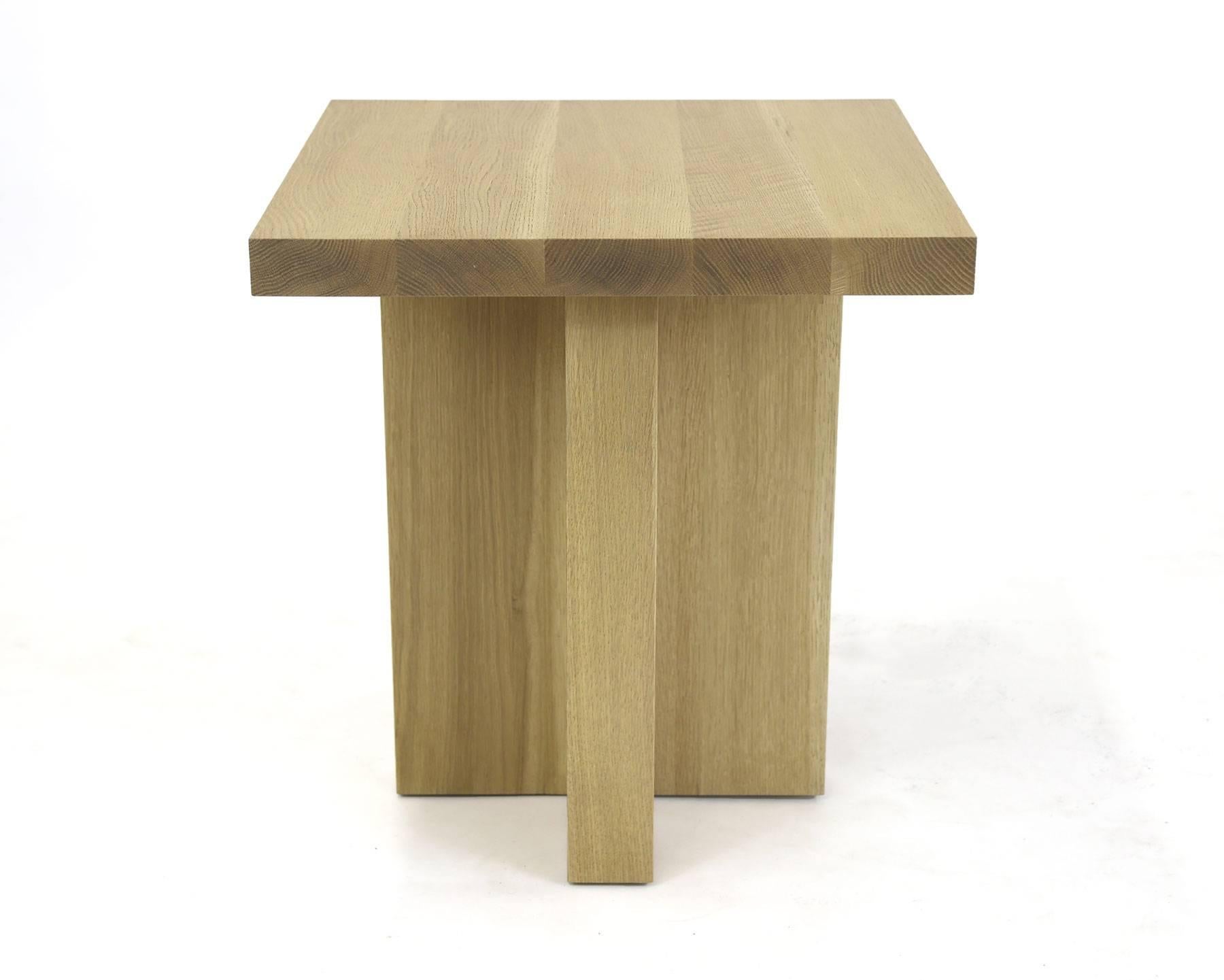 Minimalist Shimna White Oak Square Side Table For Sale