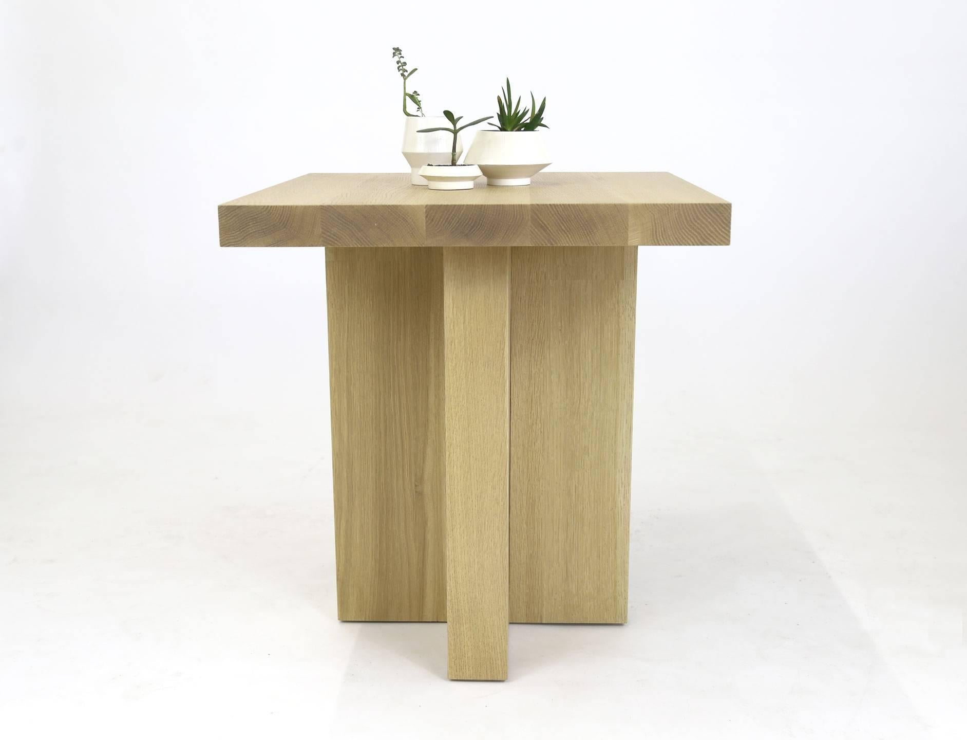 Wood Shimna White Oak Square Side Table For Sale