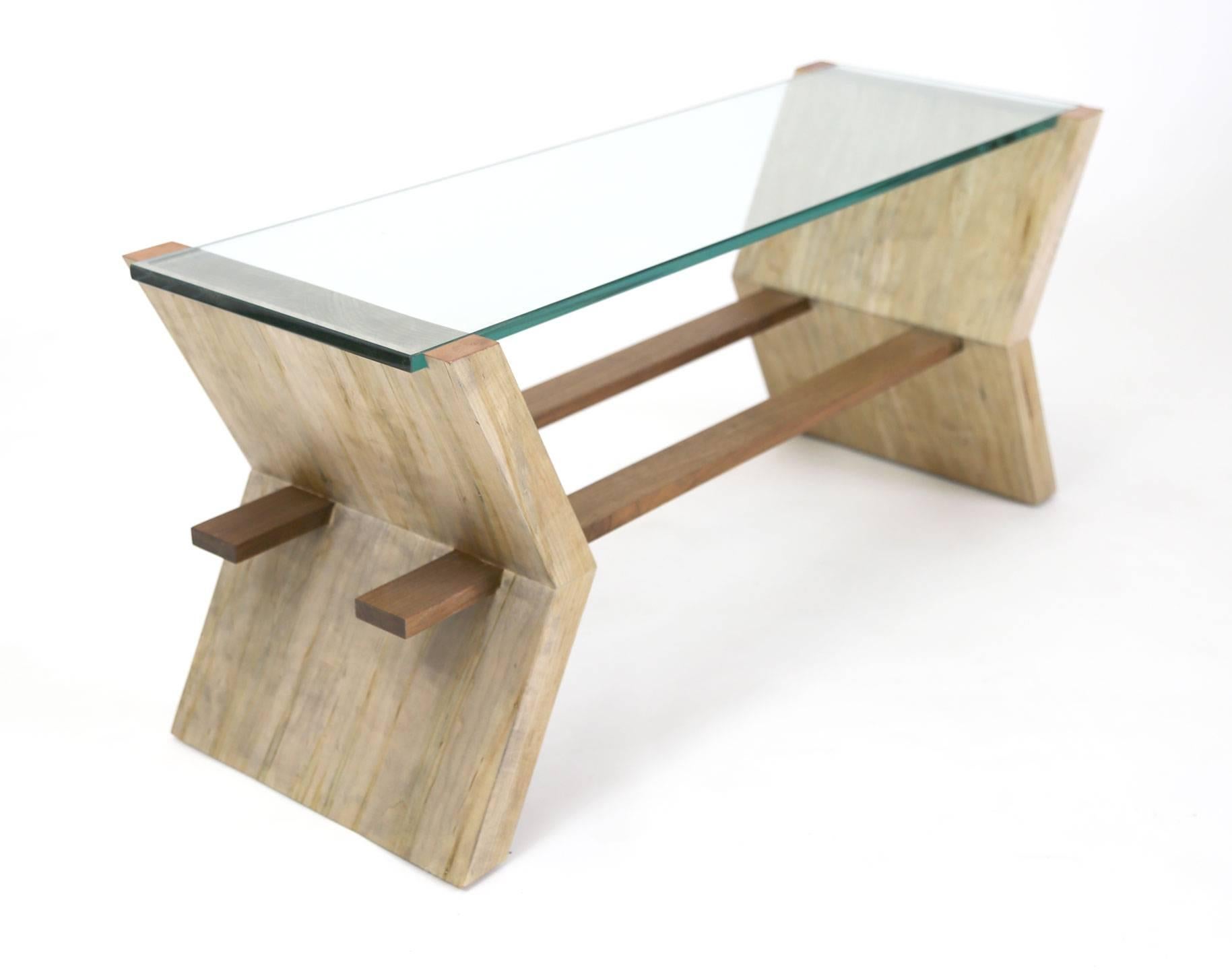 Sentient 'Friends' Coffee Table in Maple, Walnut, Glass and Copper In New Condition For Sale In Brooklyn, NY