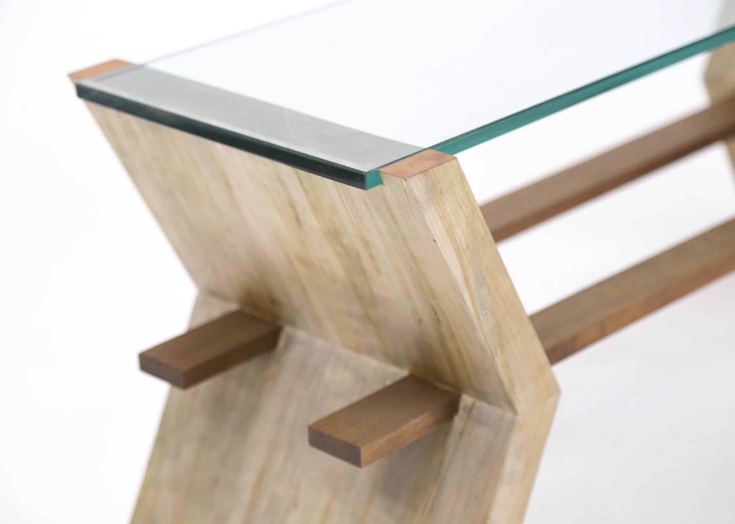 Sentient 'Friends' Coffee Table in Maple, Walnut, Glass and Copper For Sale 2
