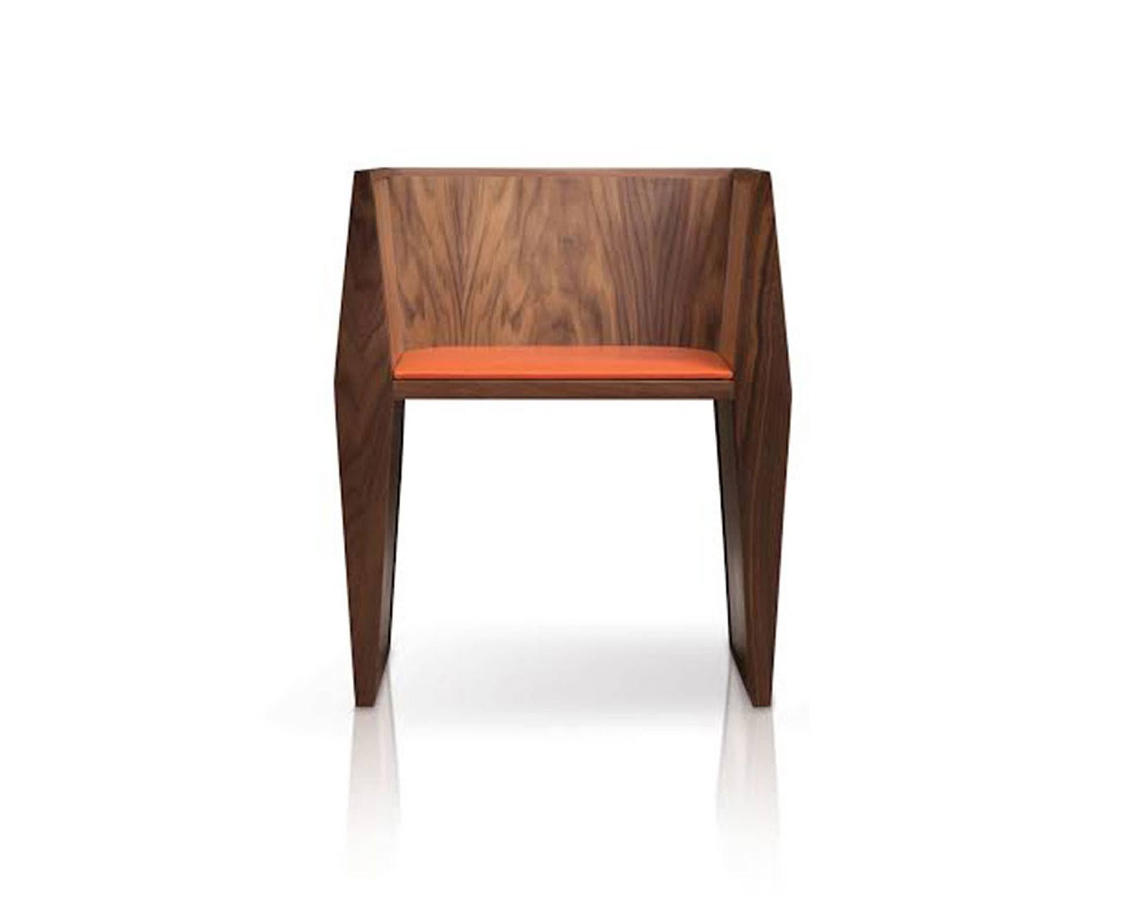 Organic Modern Sapience Chair in Walnut with Upholstered Seat For Sale