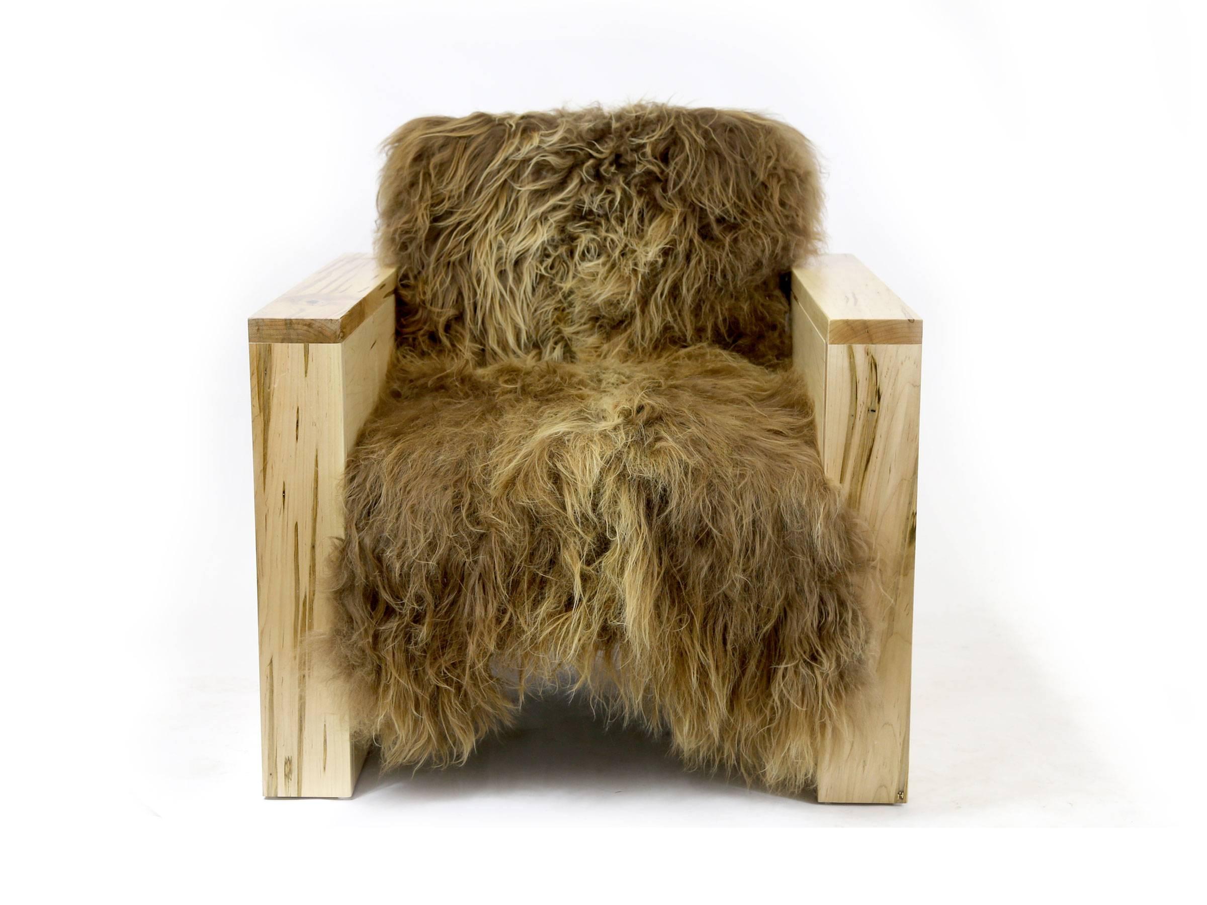 Sentient Joojay Armchair in Maple and Icelandic Sheepskin In New Condition For Sale In Brooklyn, NY