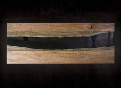 Sentient Colorado Table 120" Live Edge Ambrosia Maple Slab, Blackened Steel Legs