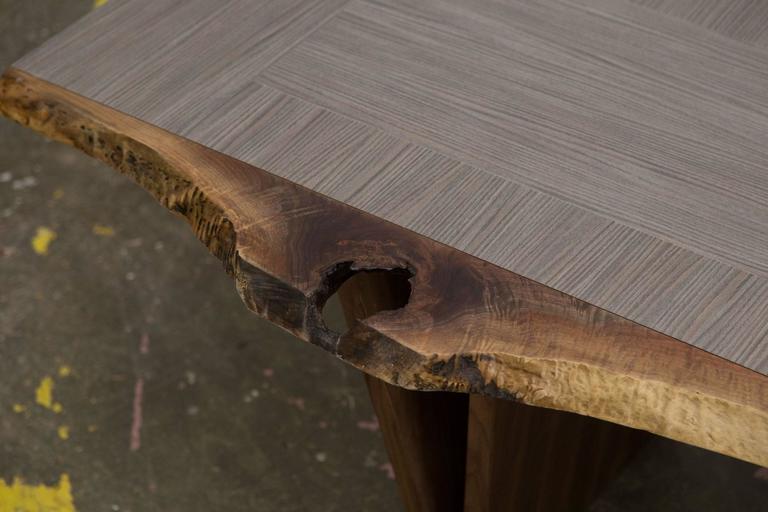 Sentient LiveEdge American Black Walnut Shapes Table with Grey Parquet