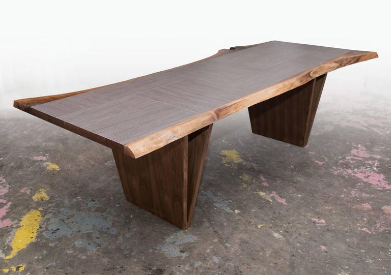 Sentient LiveEdge American Black Walnut Shapes Table with Grey Parquet