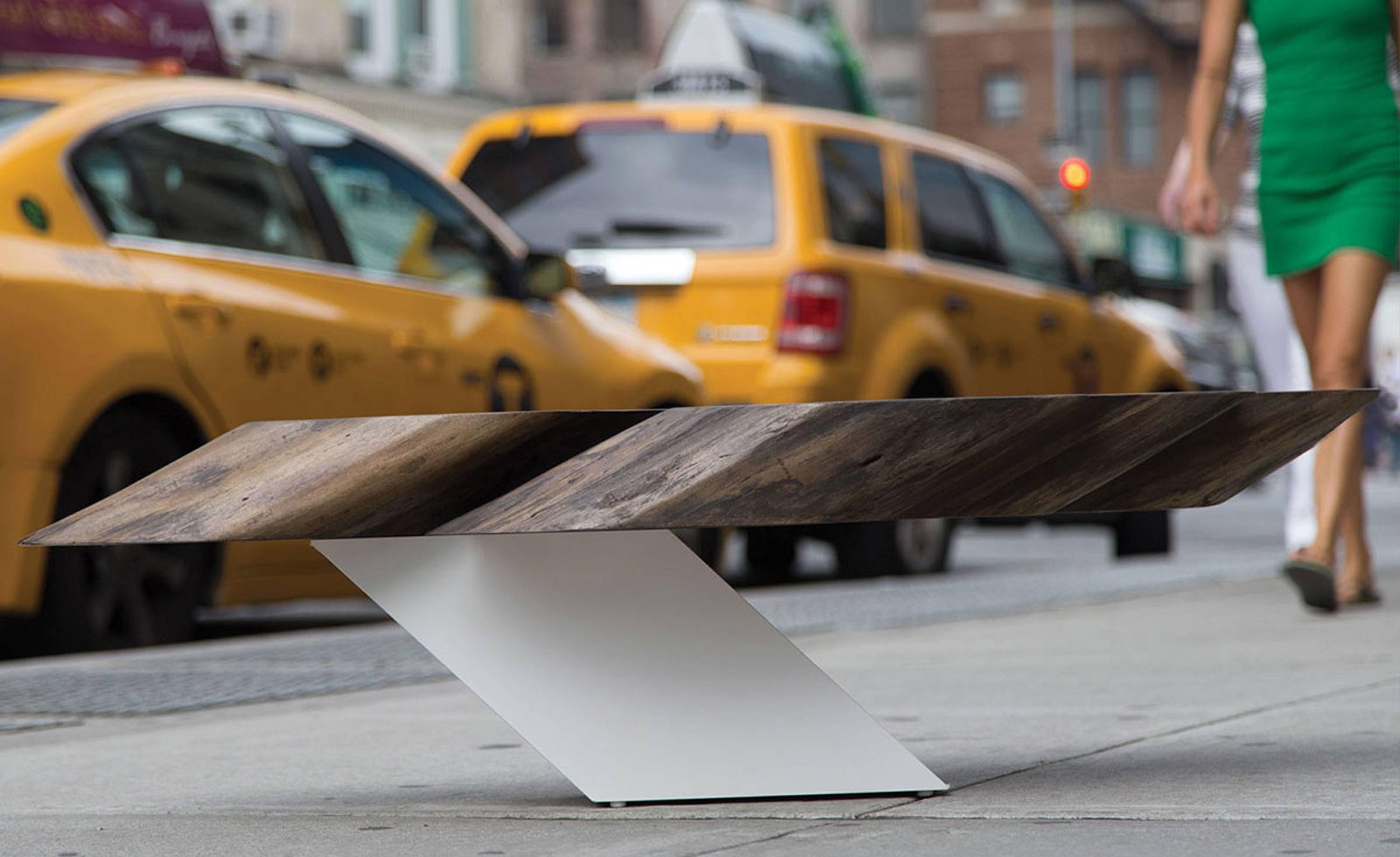 Sentient Zora Live Edge Coffee Table White Laminate Base In New Condition For Sale In Brooklyn, NY