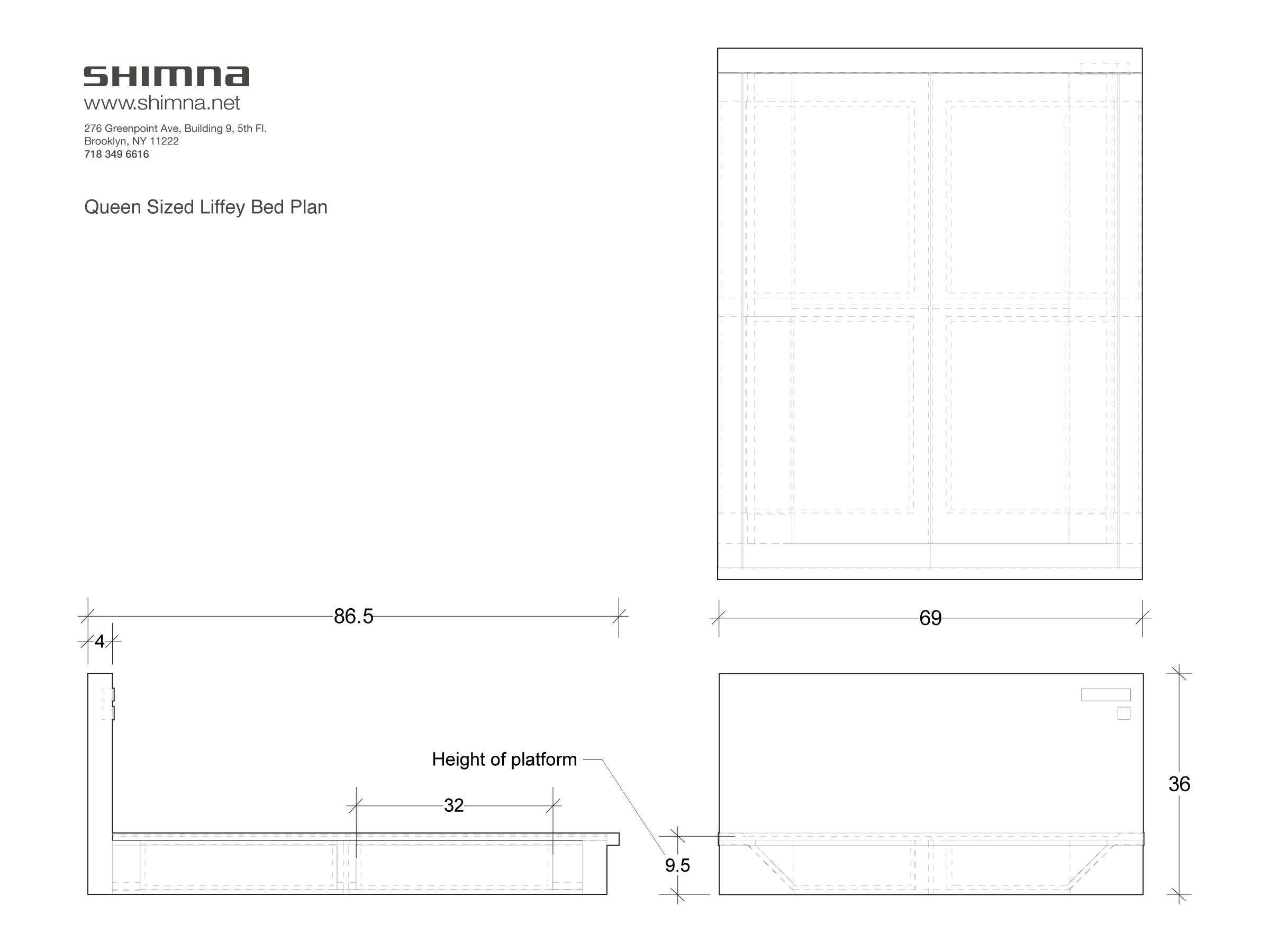 American Shimna Liffey Platform Bed with Hidden Storage Drawers, Queen-Size For Sale