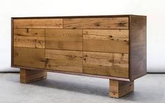 Sentient New Old Dresser Distressed Reclaimed Oak and Walnut Eight Drawers