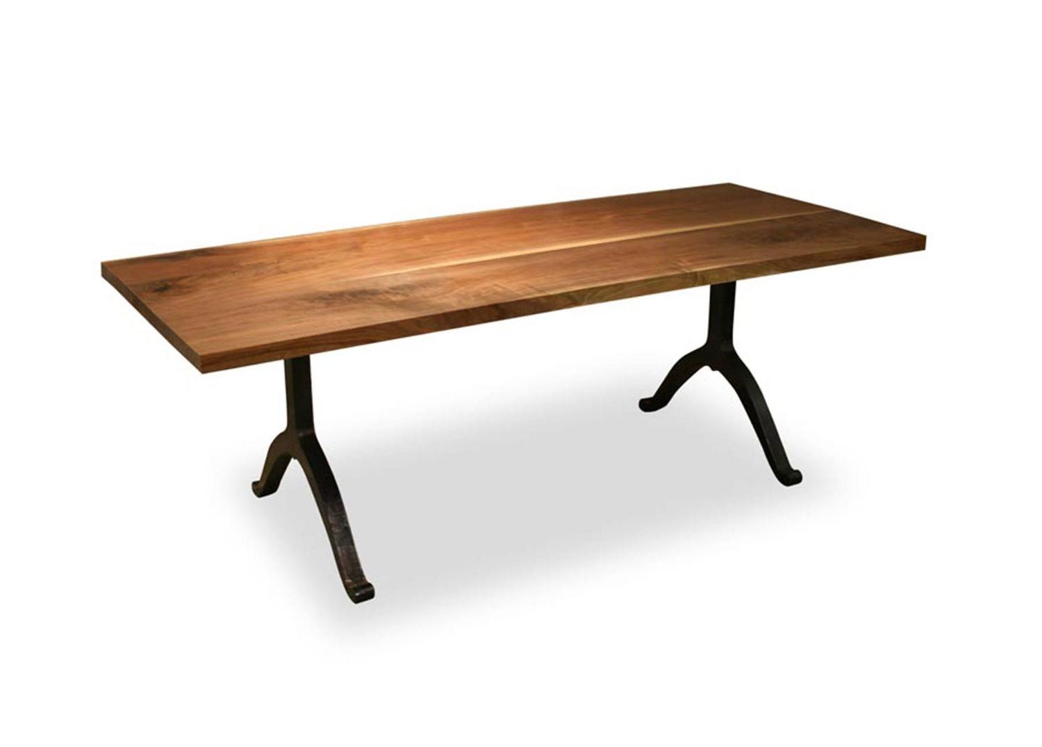 American Black Walnut Farmhouse Table with Blackened Steel Wishbone