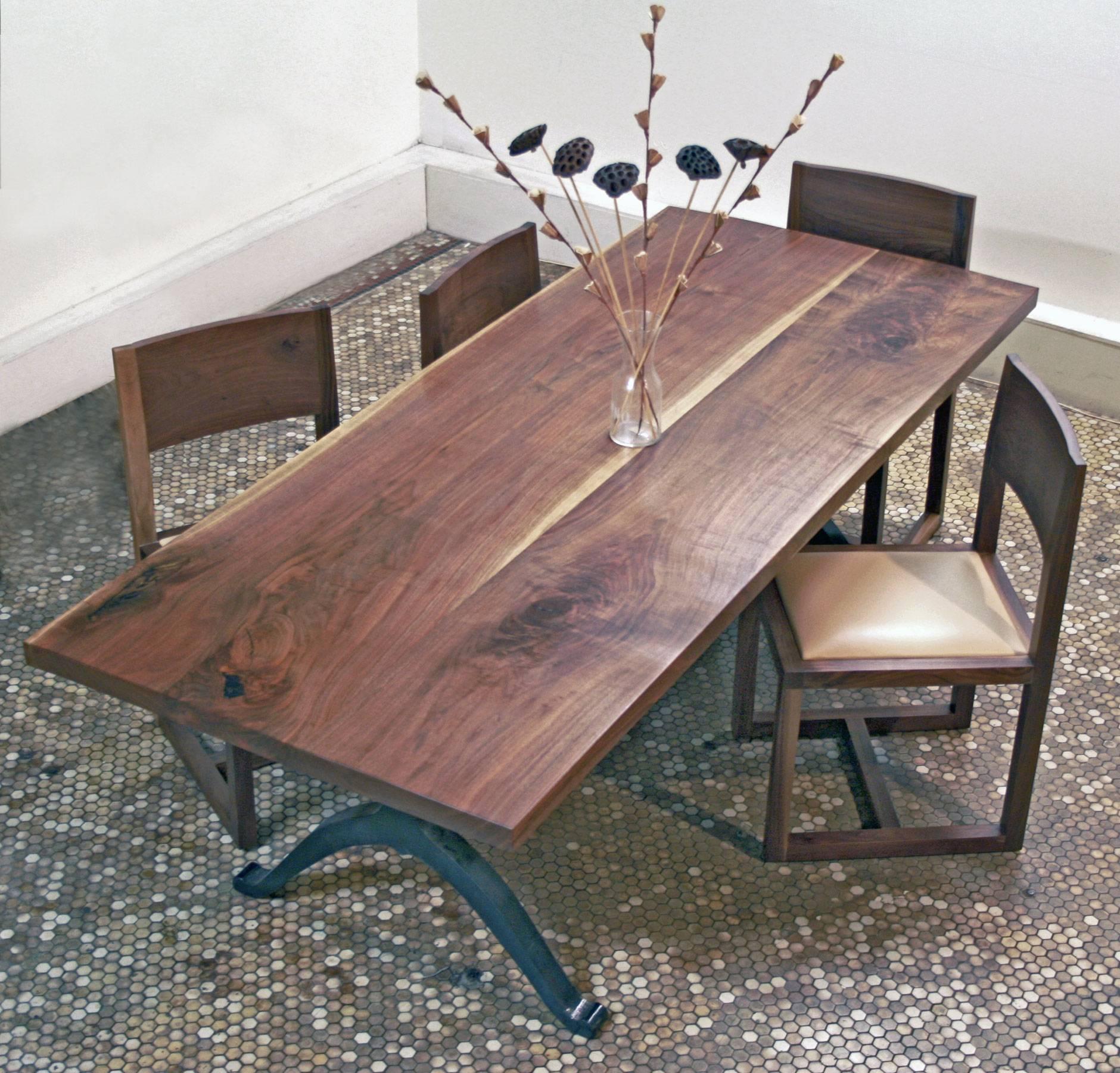American Black Walnut Farmhouse Table with Blackened Steel Wishbone Legs In New Condition For Sale In Brooklyn, NY