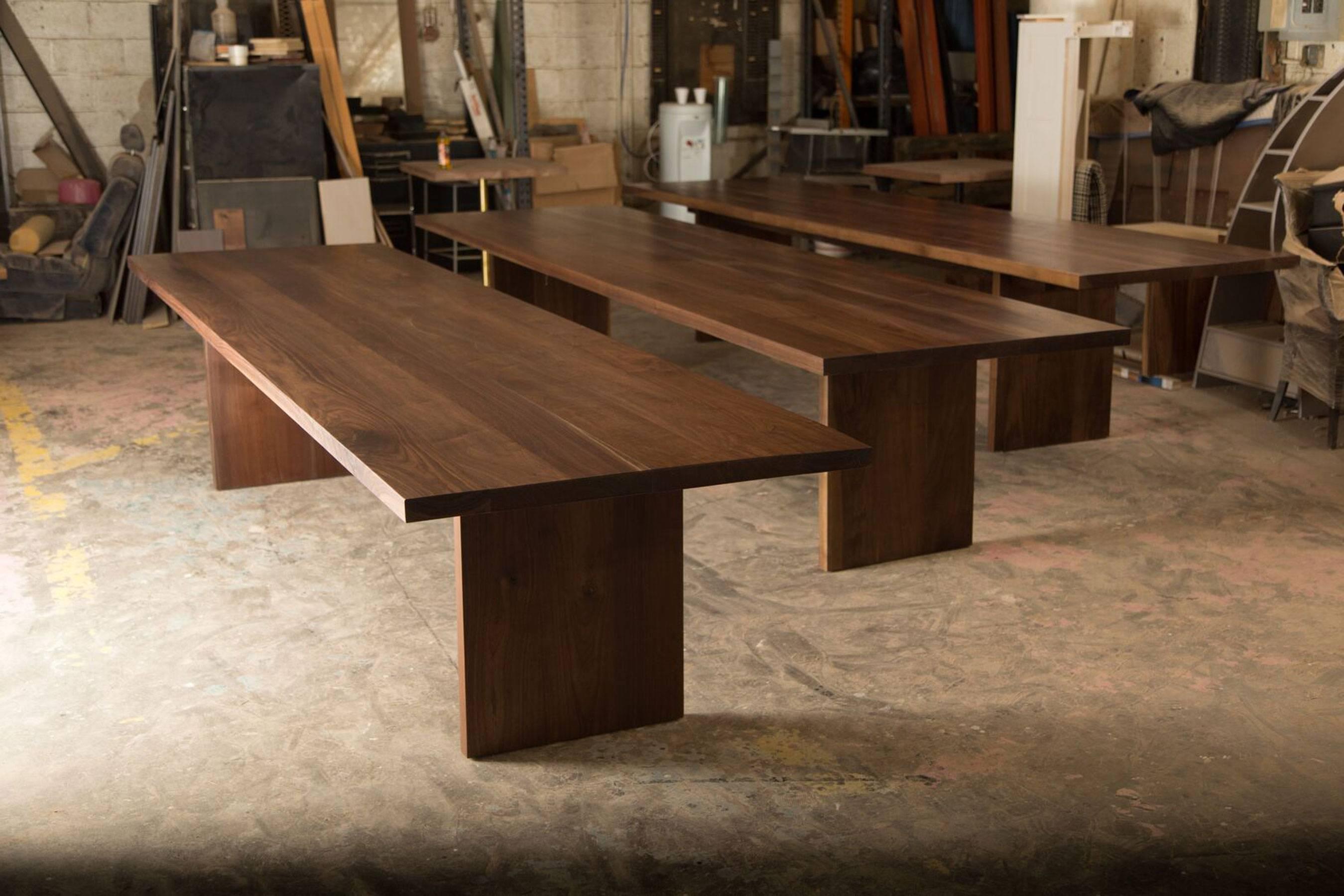 Organic Modern Shimna Hardwood Black Walnut Communal Farmhouse Table For Sale