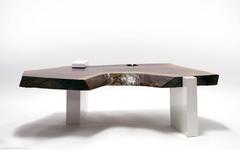 Sentient Live Edge Coffee Table White Laminate Base
