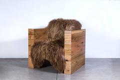 Sentient Joojay Reclaimed Oak and Icelandic Long Wool Skin Armchair
